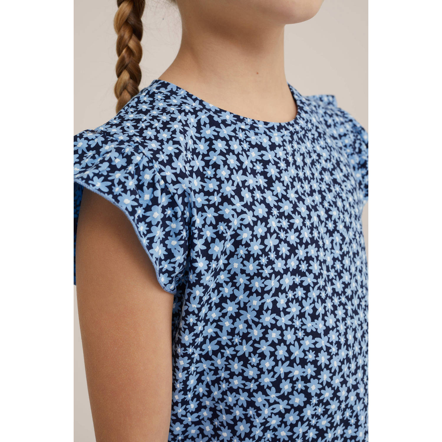 WE Fashion gebloemde nachthemd blauw