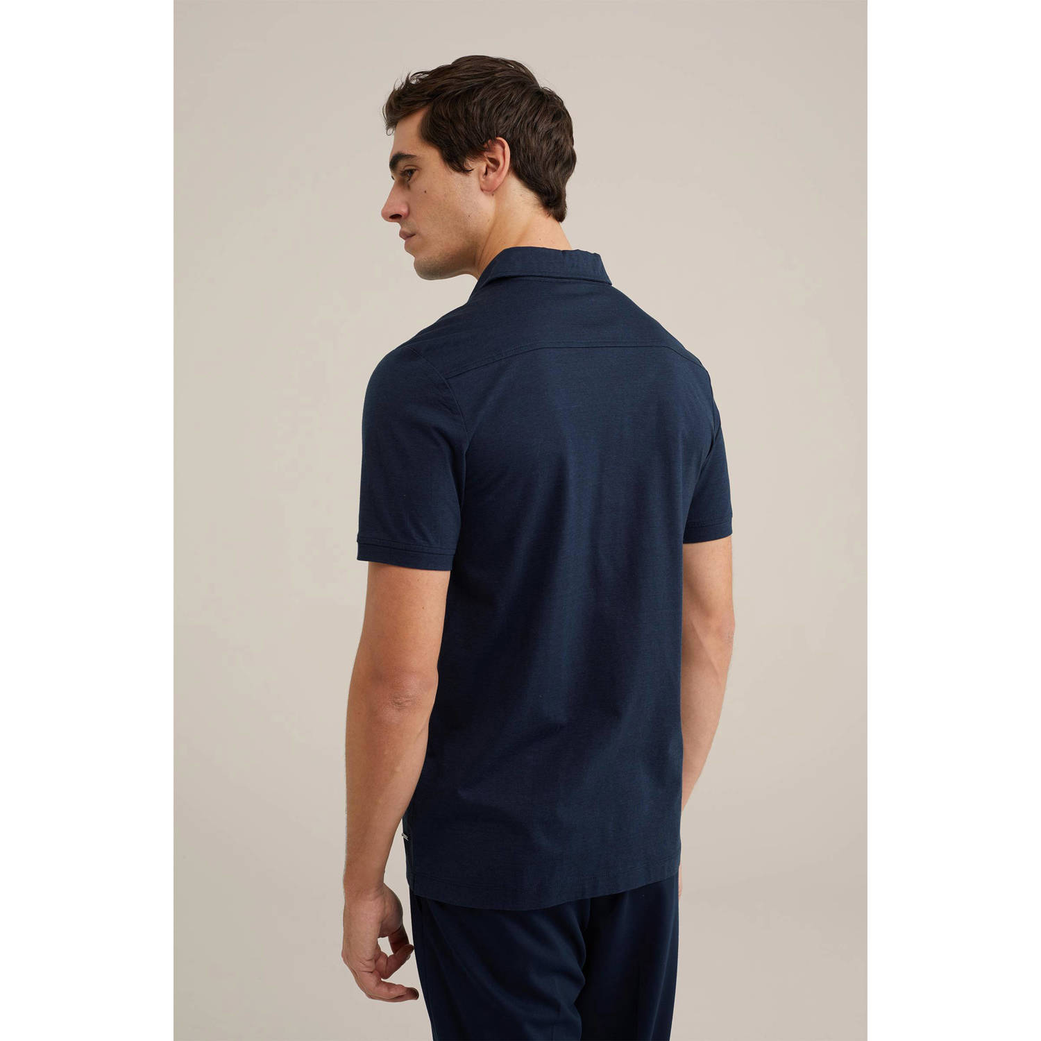 WE Fashion gemêleerde slim fit polo heavy blue