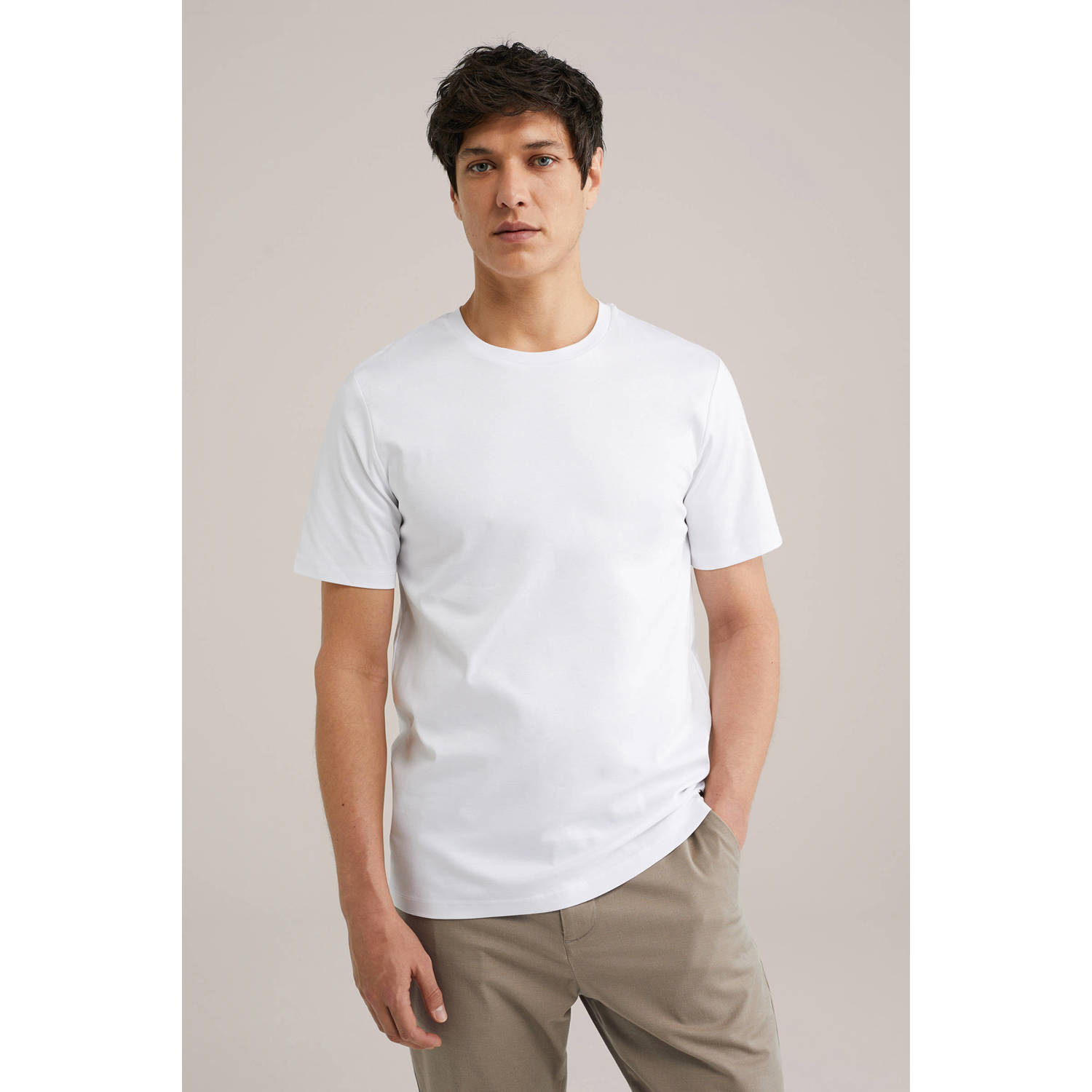 WE Fashion regular fit T-shirt white uni