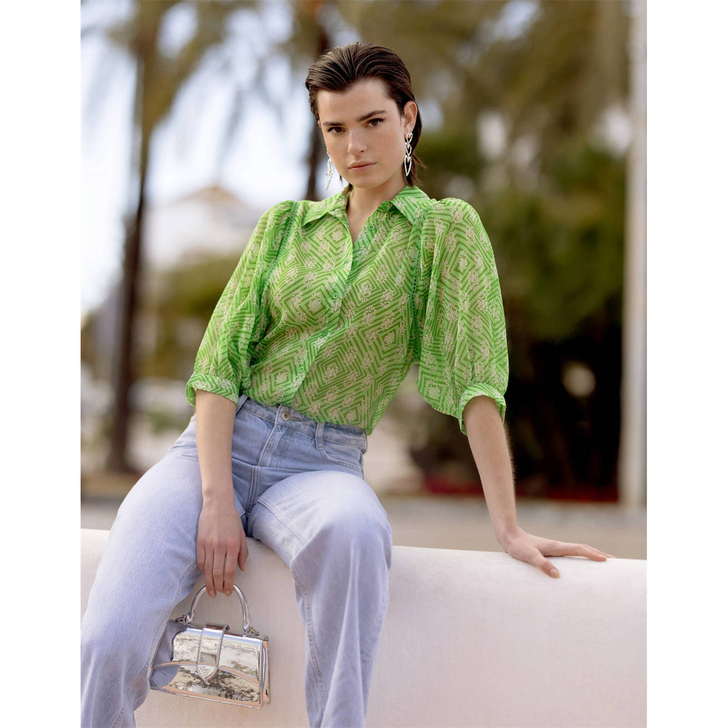 Shoeby blouse met all over print groen