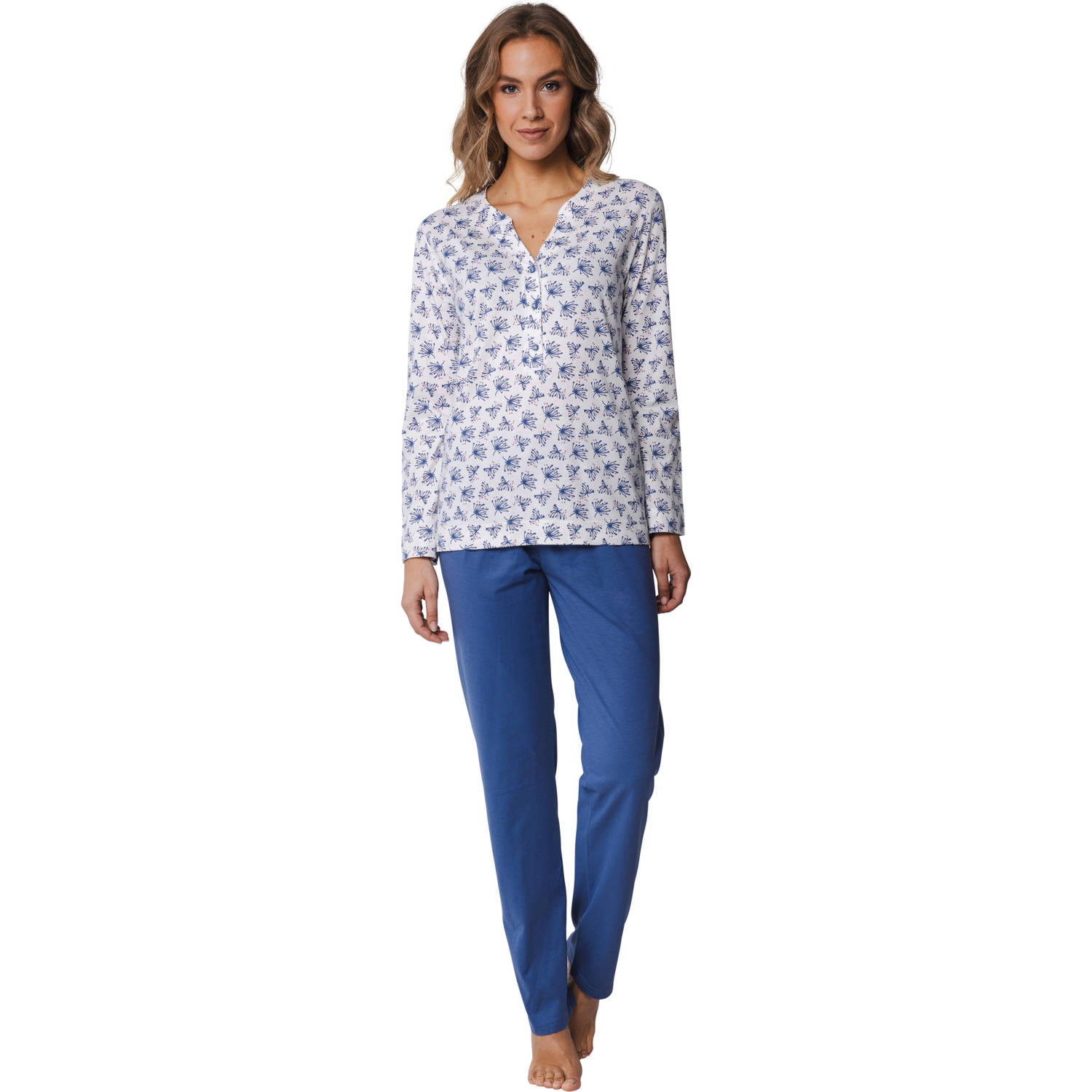 Pastunette pyjama donkerblauw wit