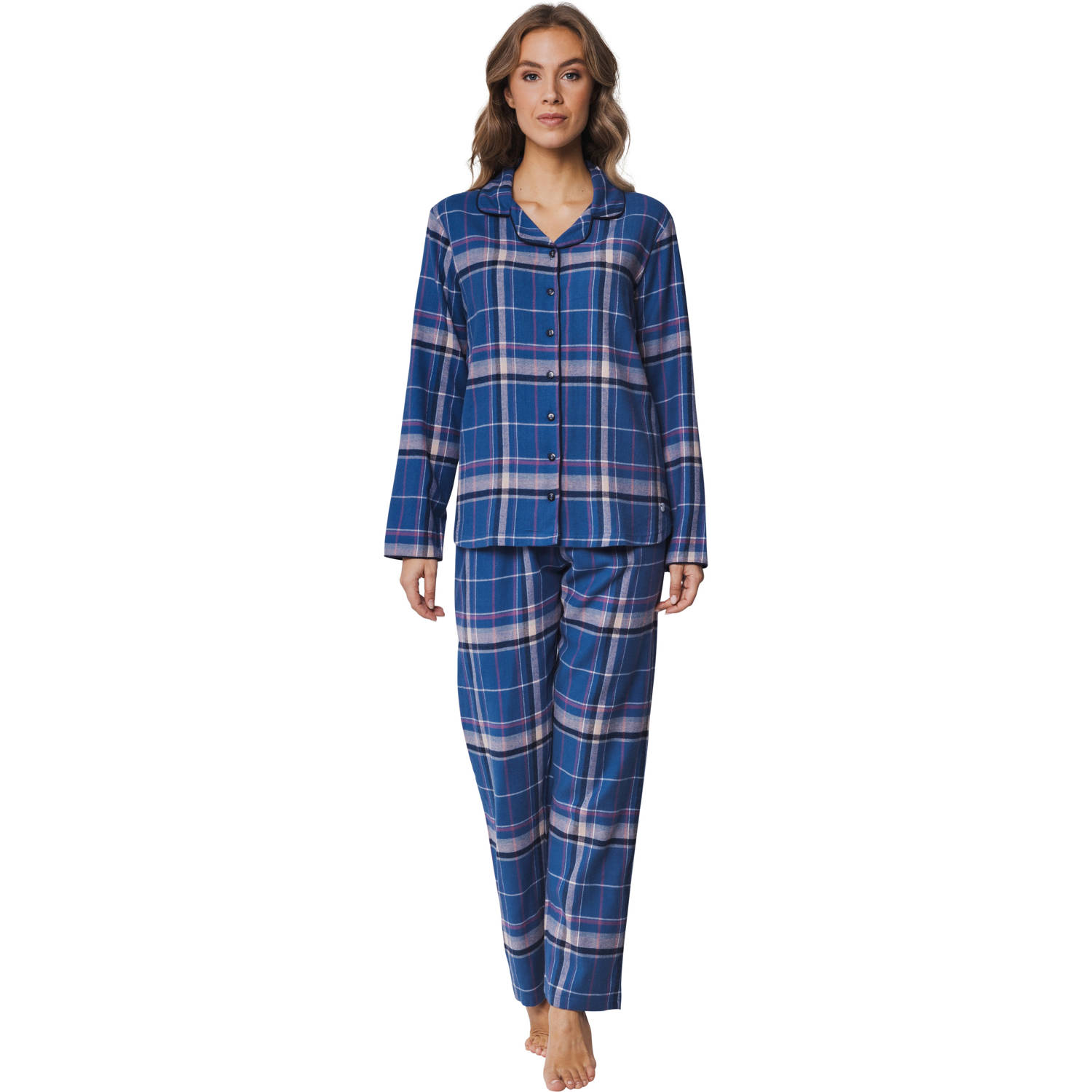 Pastunette flanellen pyjama donkerblauw