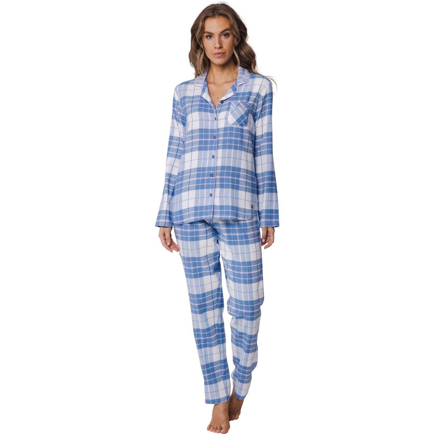 Rebelle flanellen pyjama blauw lichtblauw
