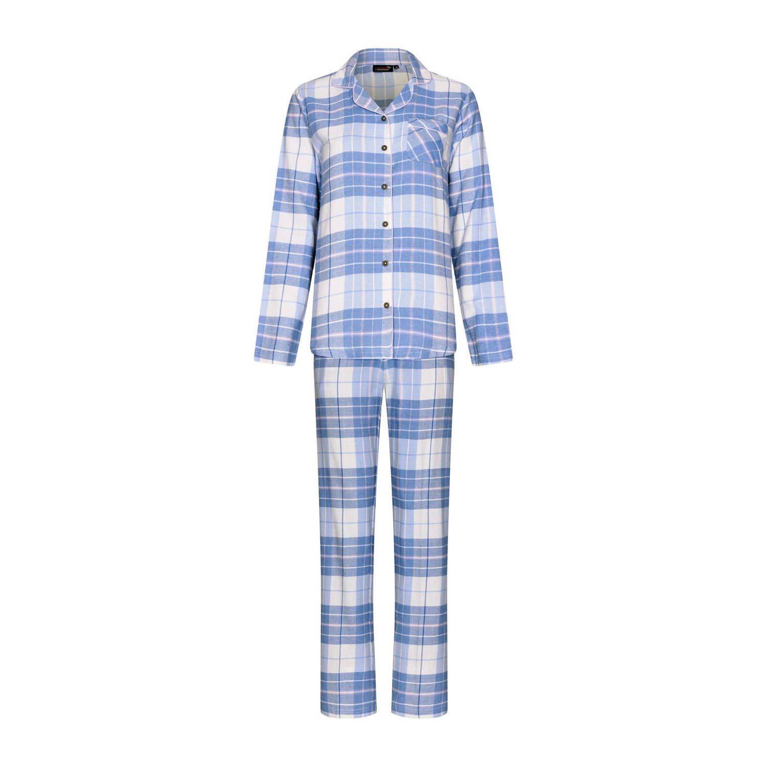 Rebelle flanellen pyjama blauw lichtblauw