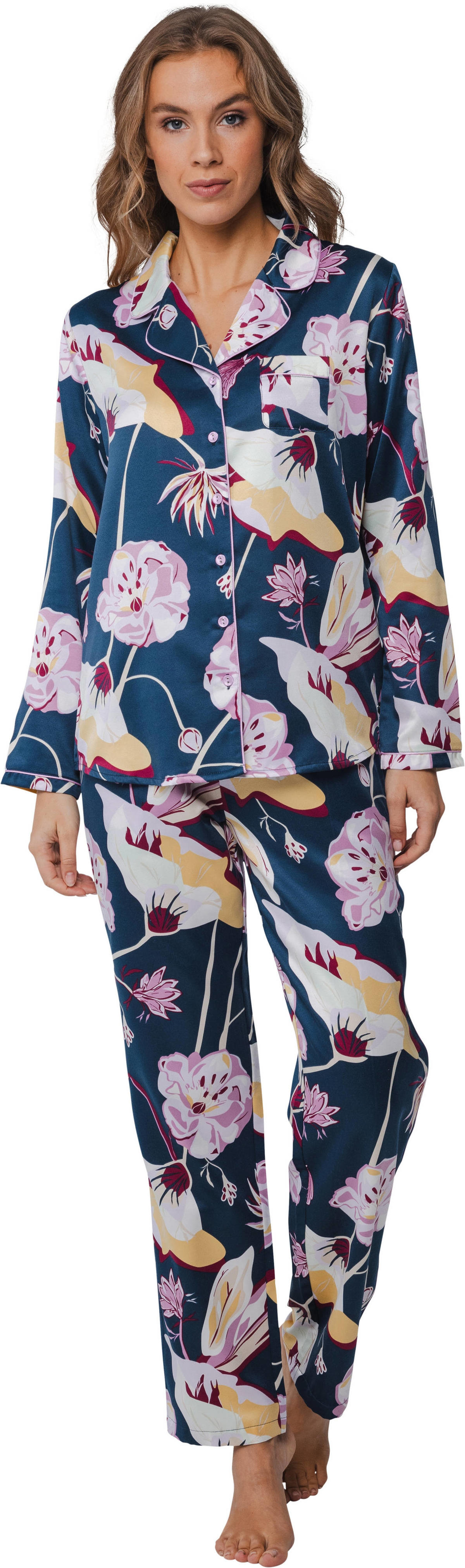 satijnen pyjama zwart