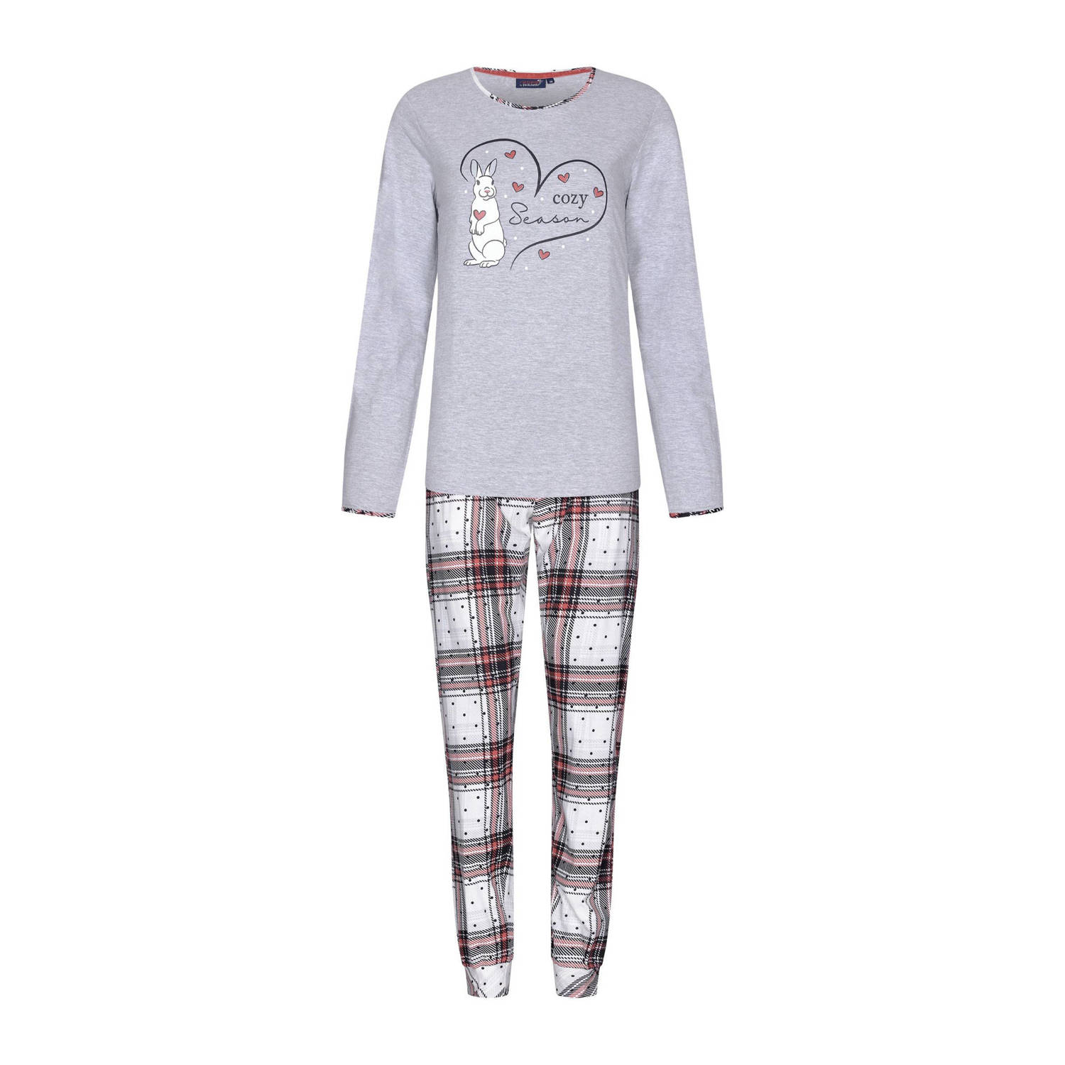 Rebelle pyjama grijs rood wit