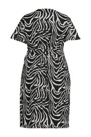 thumbnail: GREAT LOOKS crinkle jurk met V-hals zwart/wit