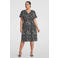 GREAT LOOKS crinkle jurk met V-hals zwart/wit