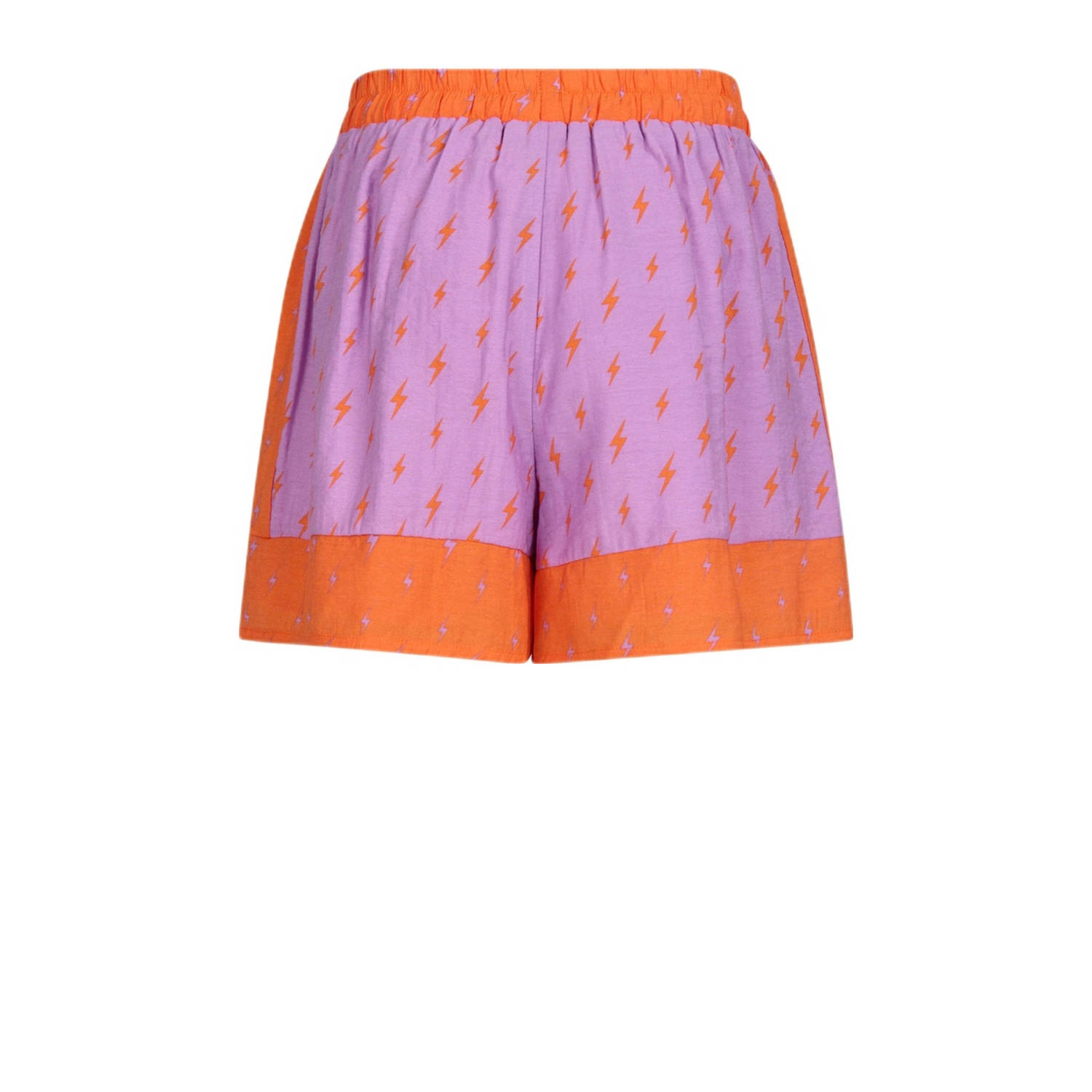 Shoeby high waist regular fit casual short met all over print paars oranje