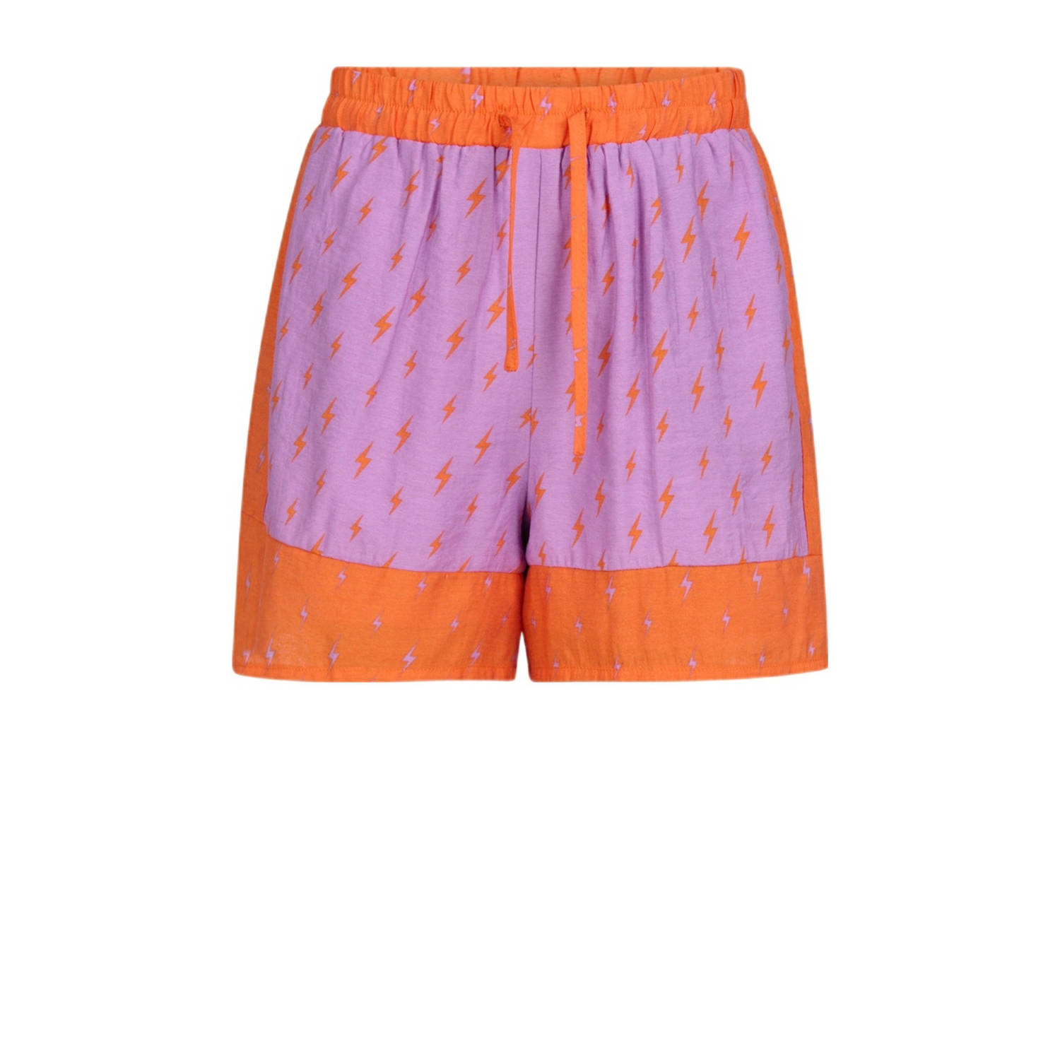 Shoeby high waist regular fit casual short met all over print paars oranje