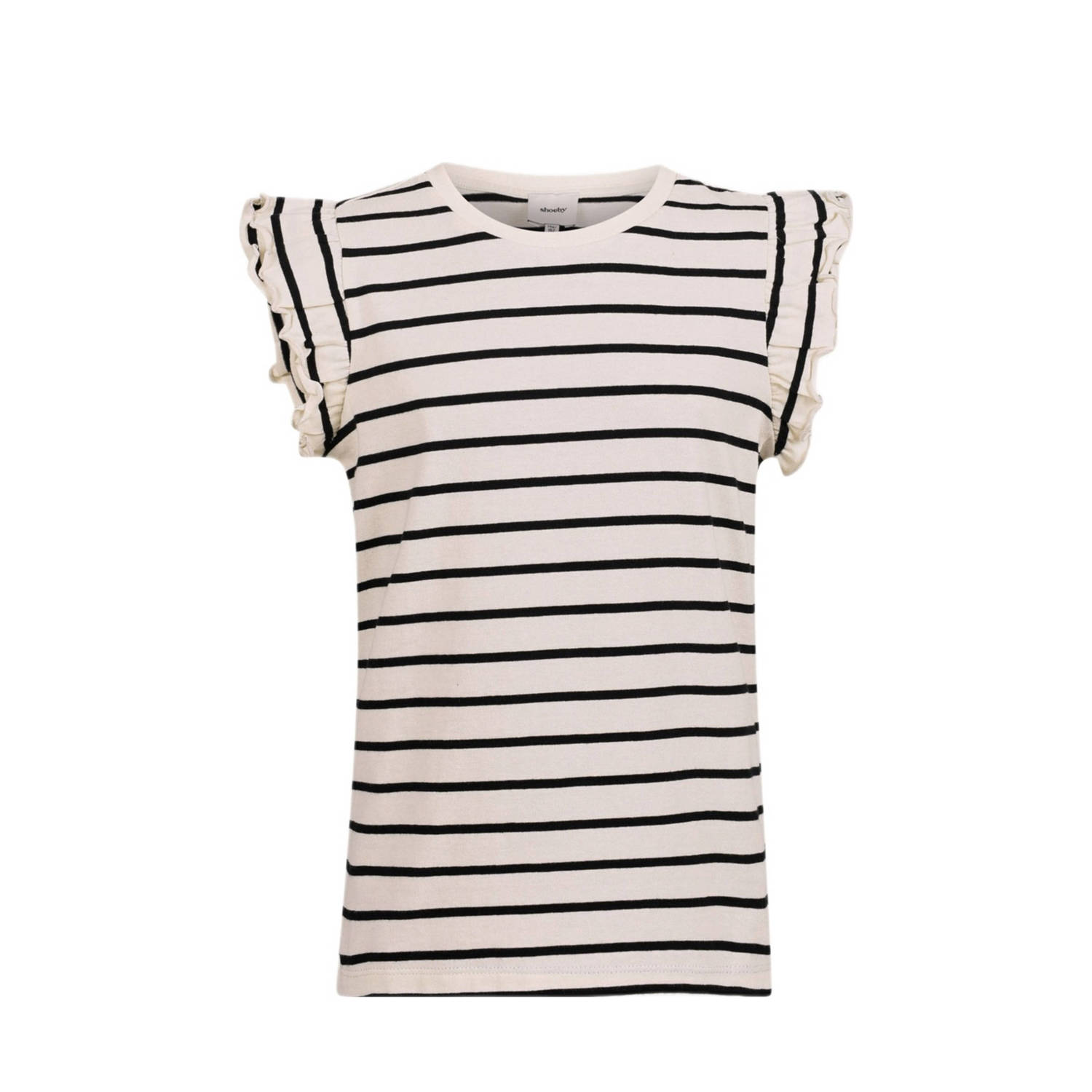 Shoeby gestreept T-shirt ecru zwart