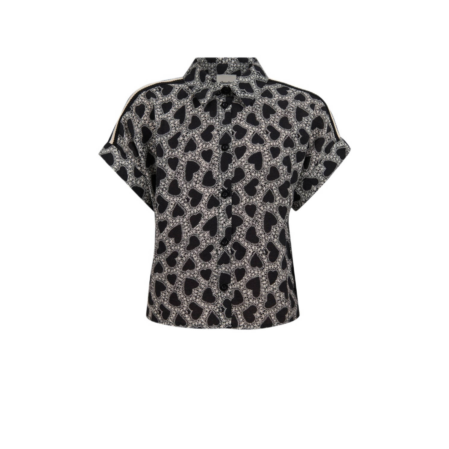 Shoeby blouse met hartjes zwart