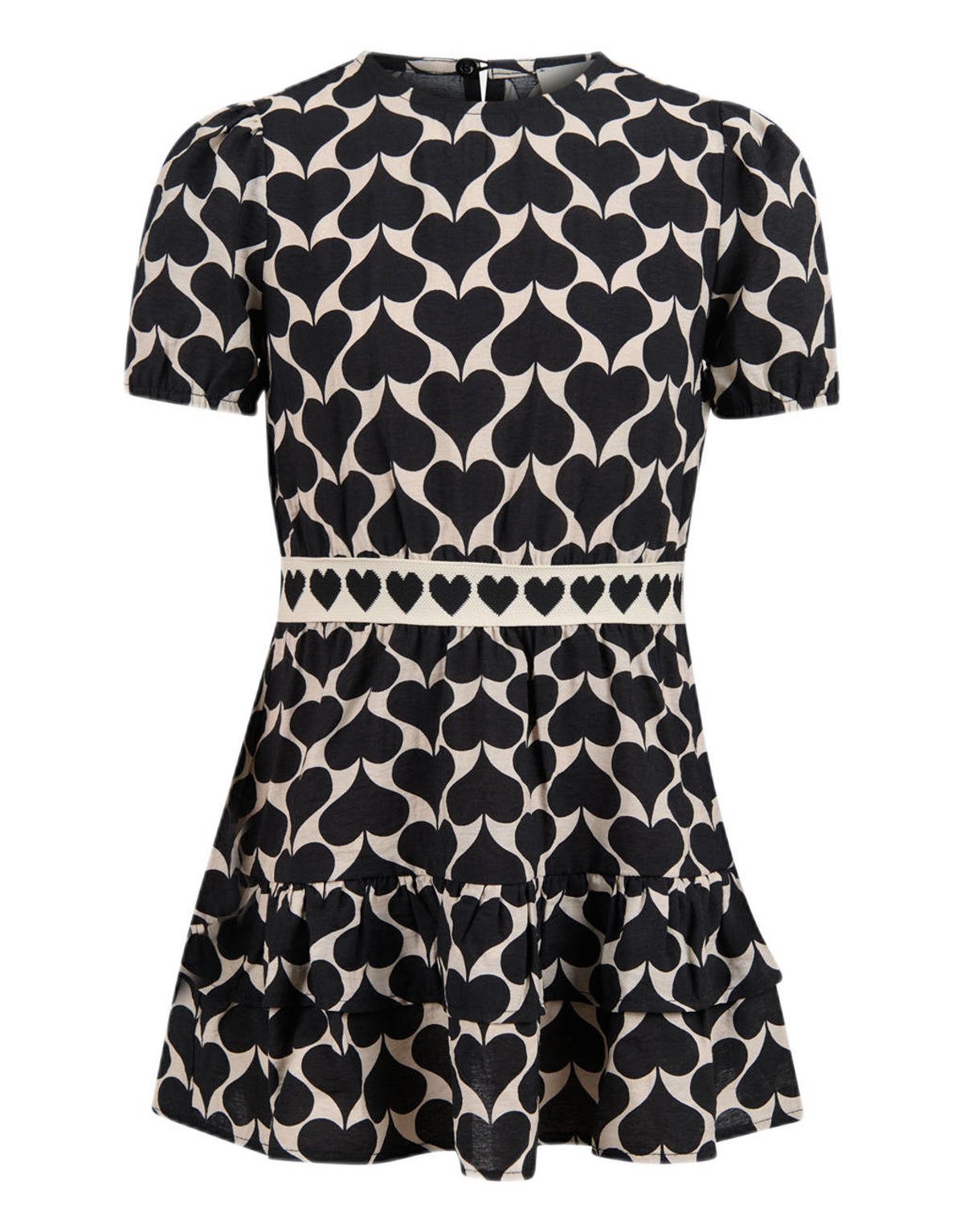 Shoeby jurk met hartjes zwart wehkamp