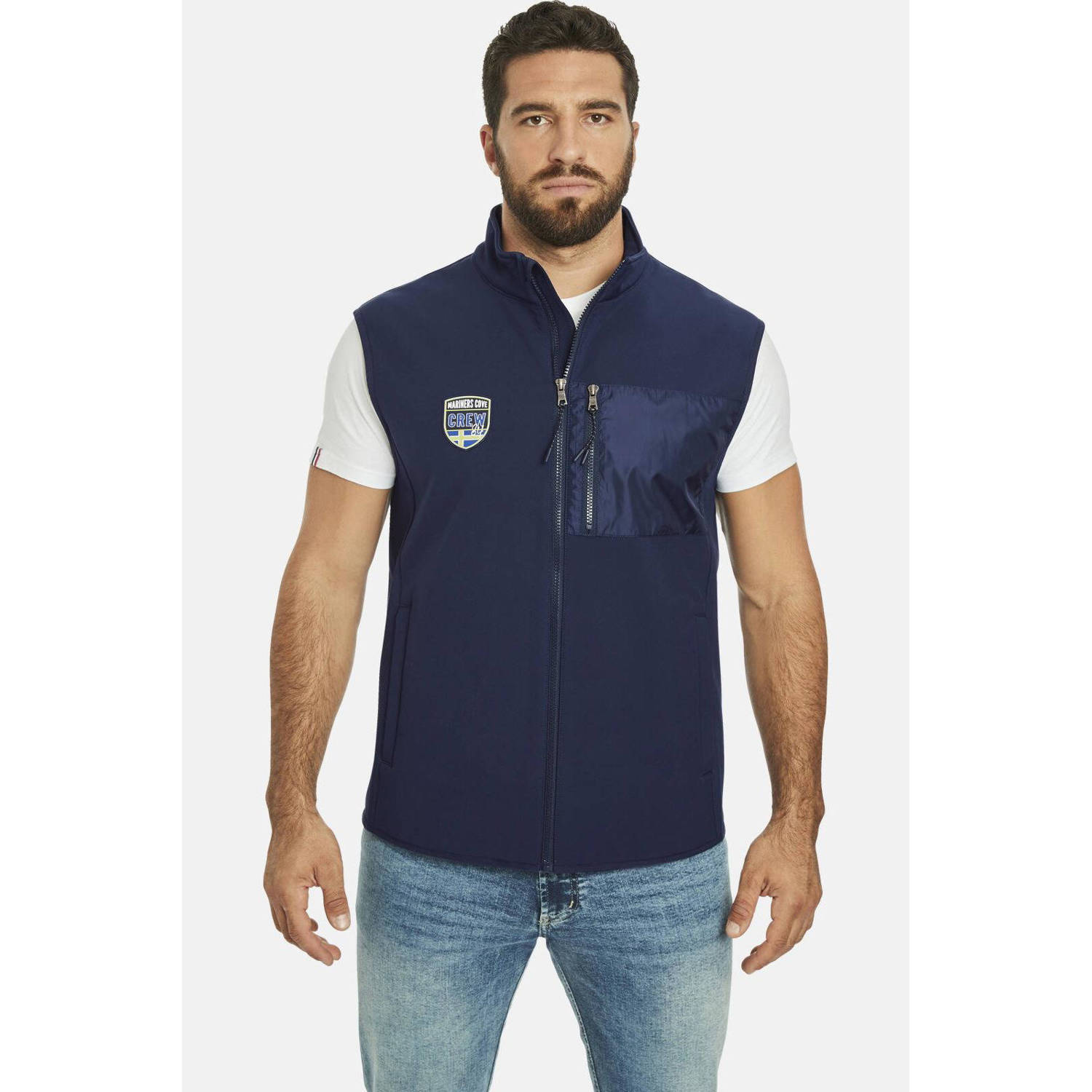 Jan Vanderstorm bodywarmer DEMETRI Plus Size met logo donkerblauw