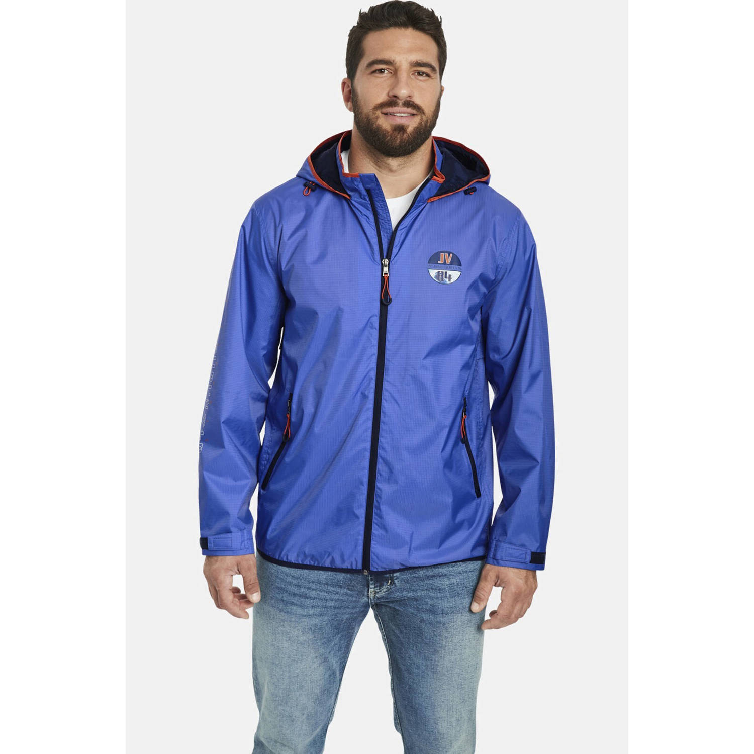 Jan Vanderstorm jas DIRCH Plus Size met logo blauw