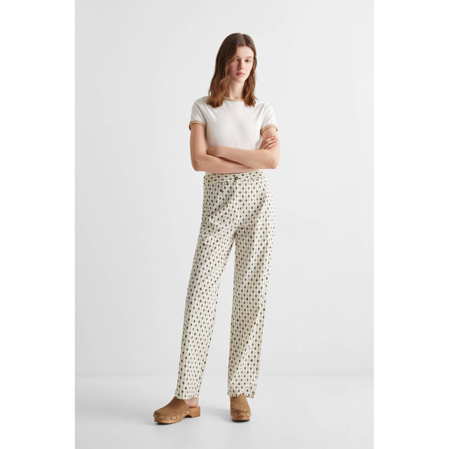 Mango Kids broek met all over print wit