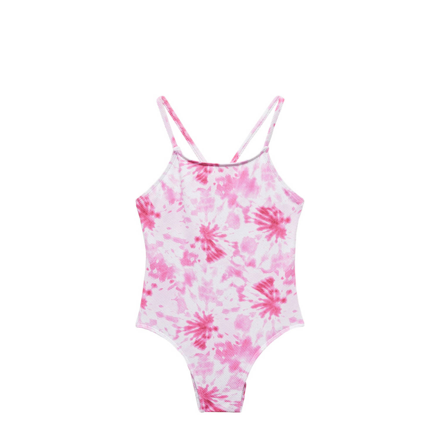 Mango Kids badpak roze wit Meisjes Polyamide All over print 116