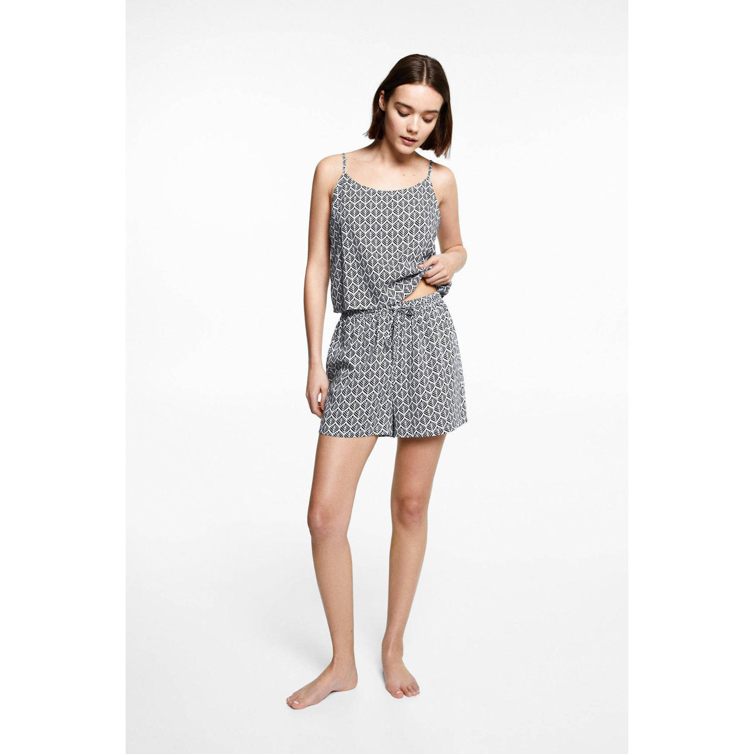 Mango Kids shortama met all over print donkerblauw