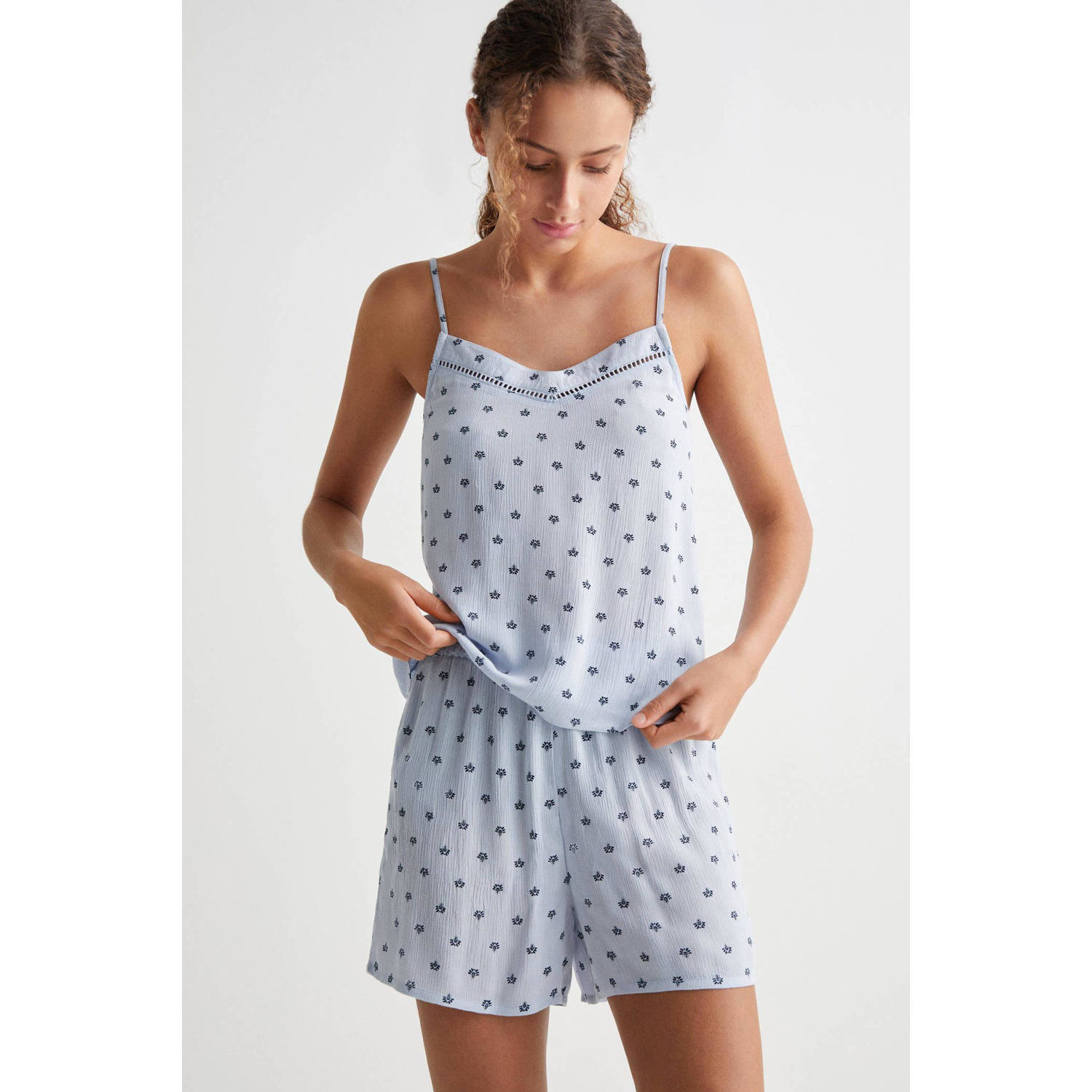 Mango Kids shortama met all over print blauw