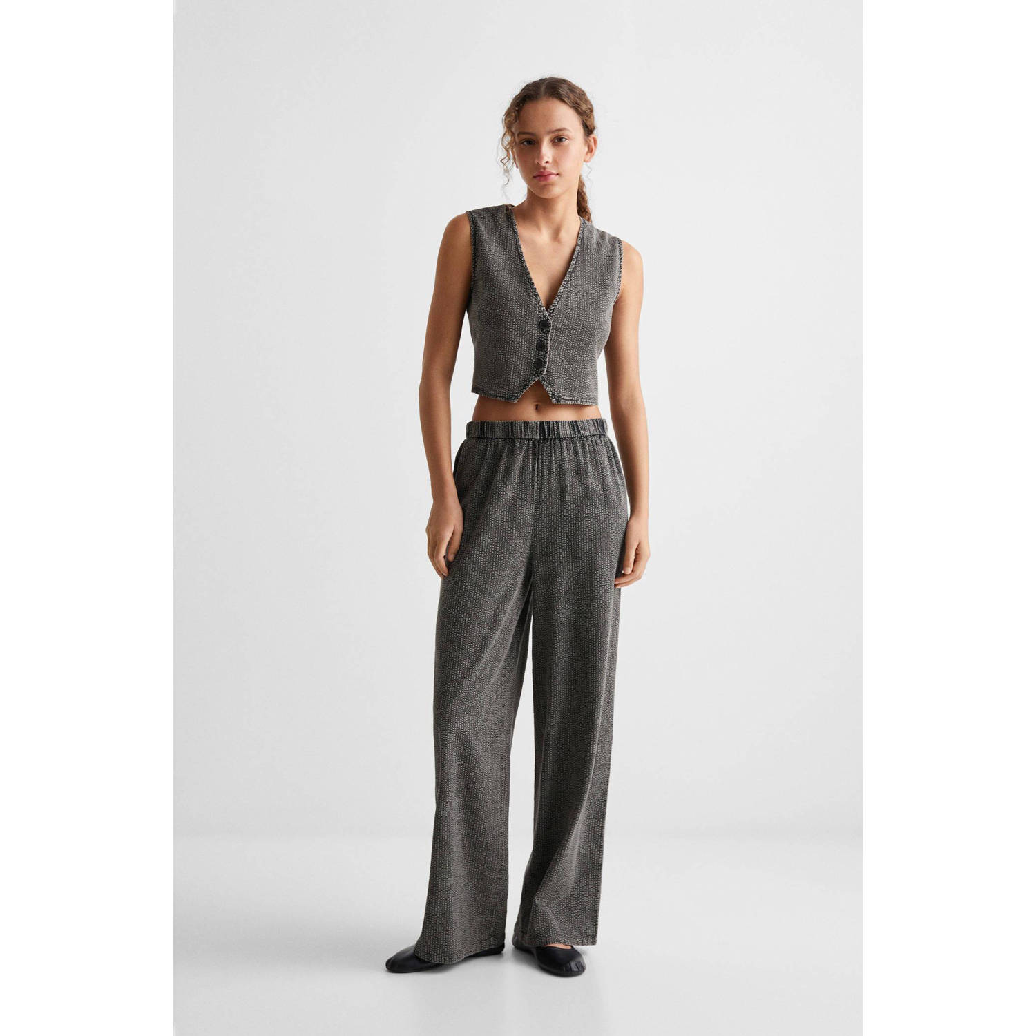 Mango Kids wide leg broek antraciet