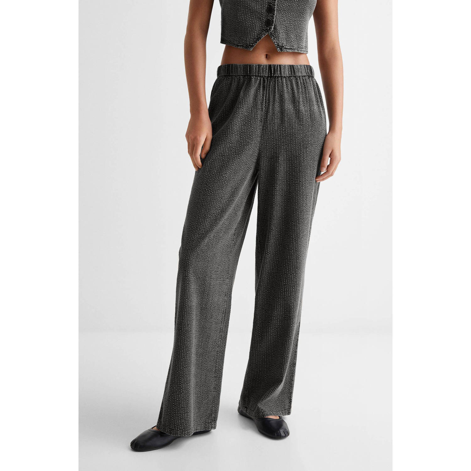 Mango Kids wide leg broek antraciet