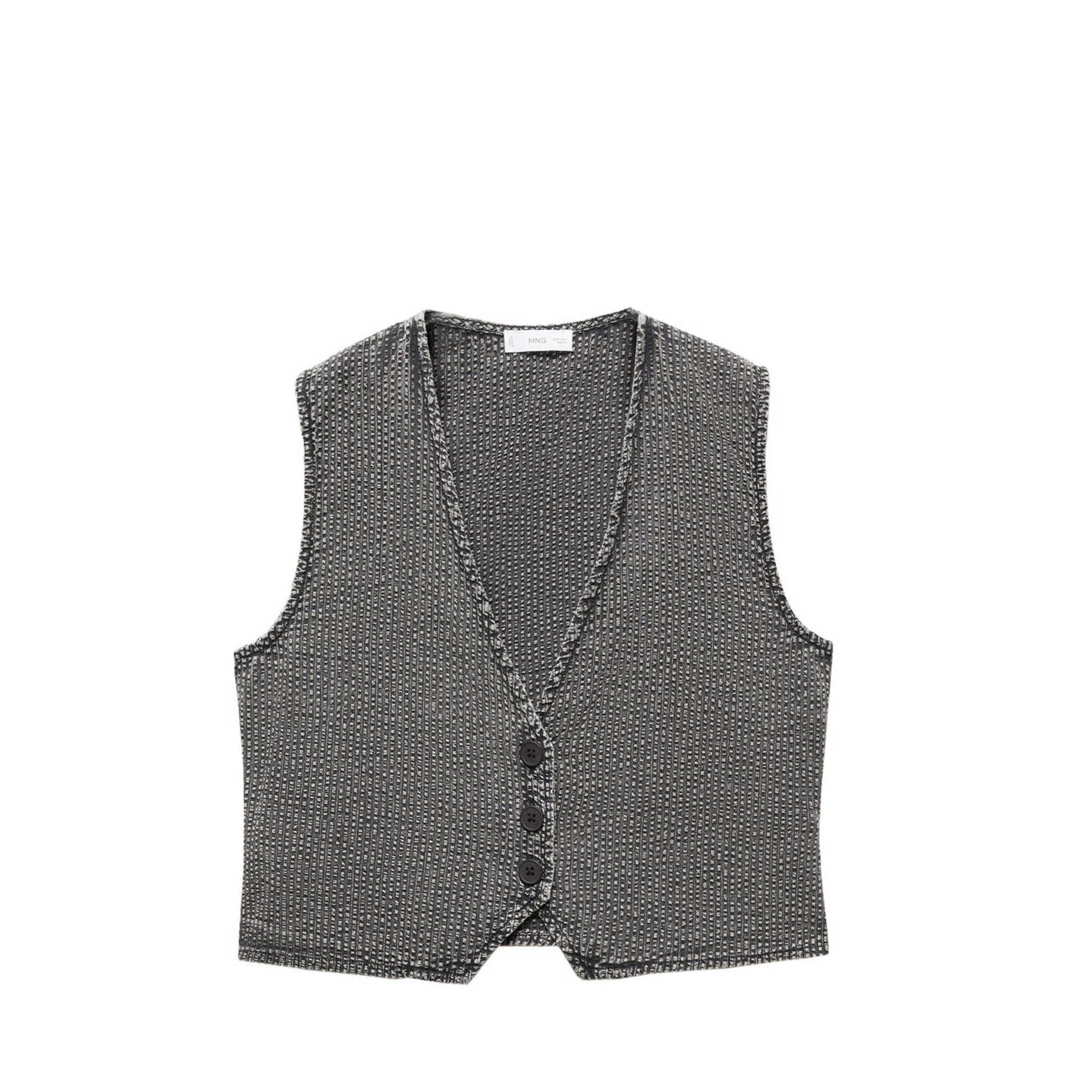 Mango Kids gilet antraciet Grijs Meisjes Katoen V-hals Effen 152(XXS)