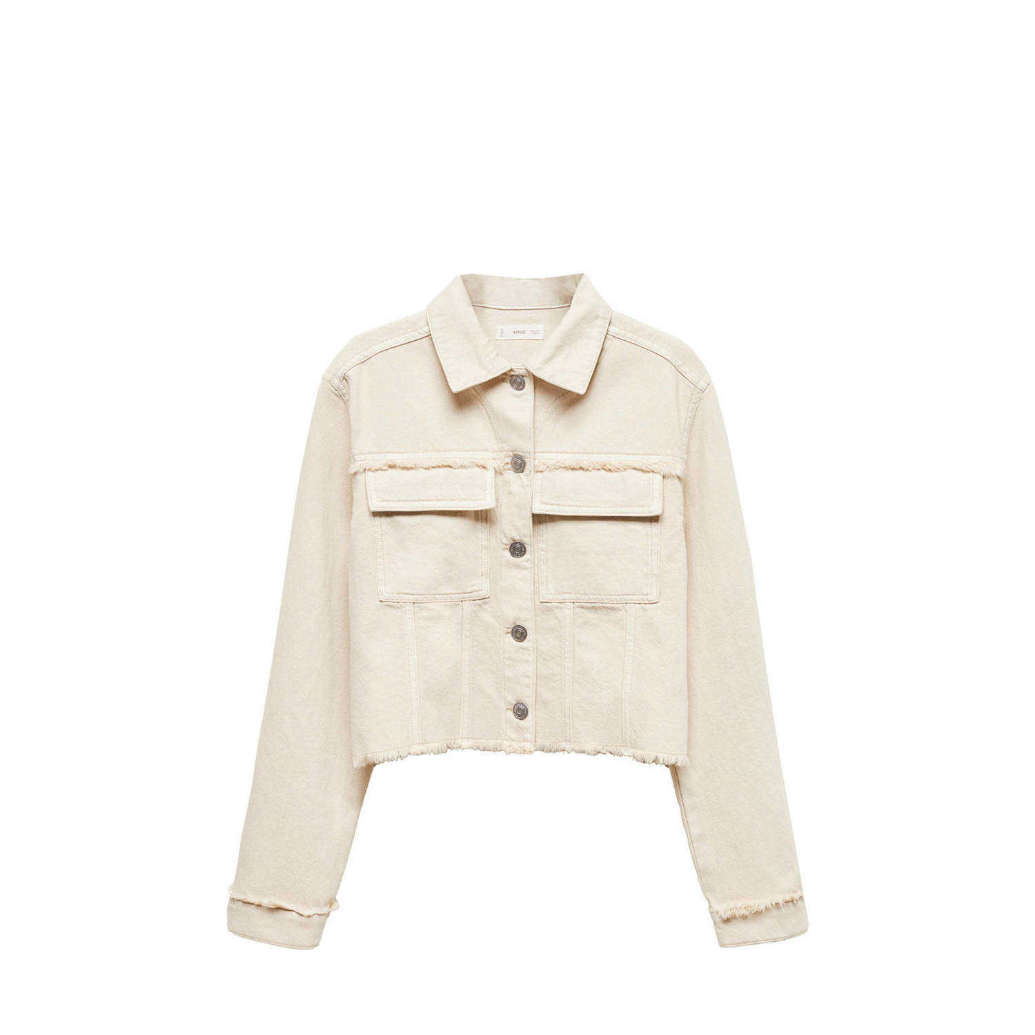 Mango Kids spijkerjas lichtbeige Meisjes Denim Klassieke kraag Effen 152(XXS)