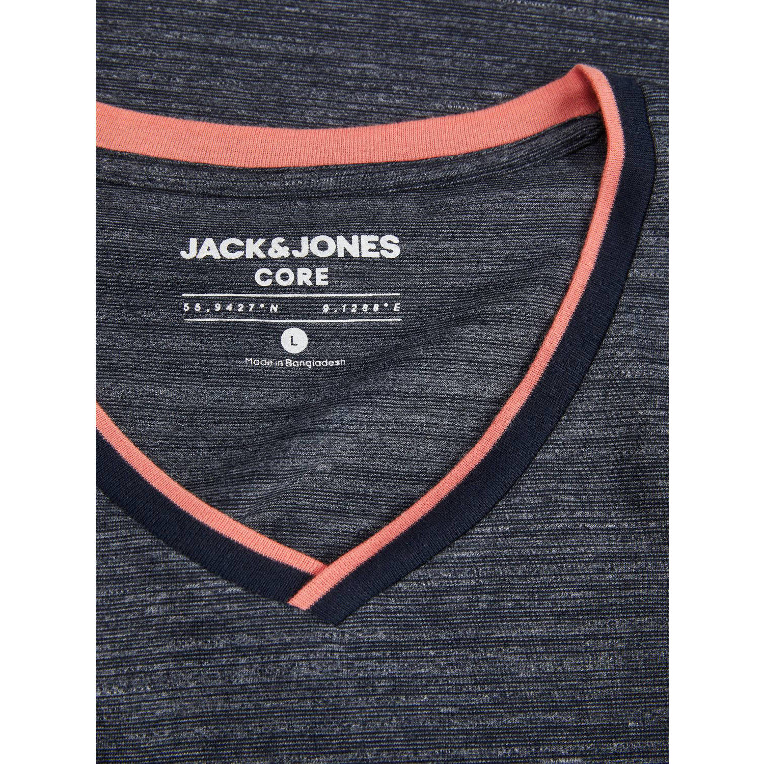 JACK & JONES CORE regular fit T-shirt JCOCONTRAST met logo blauw