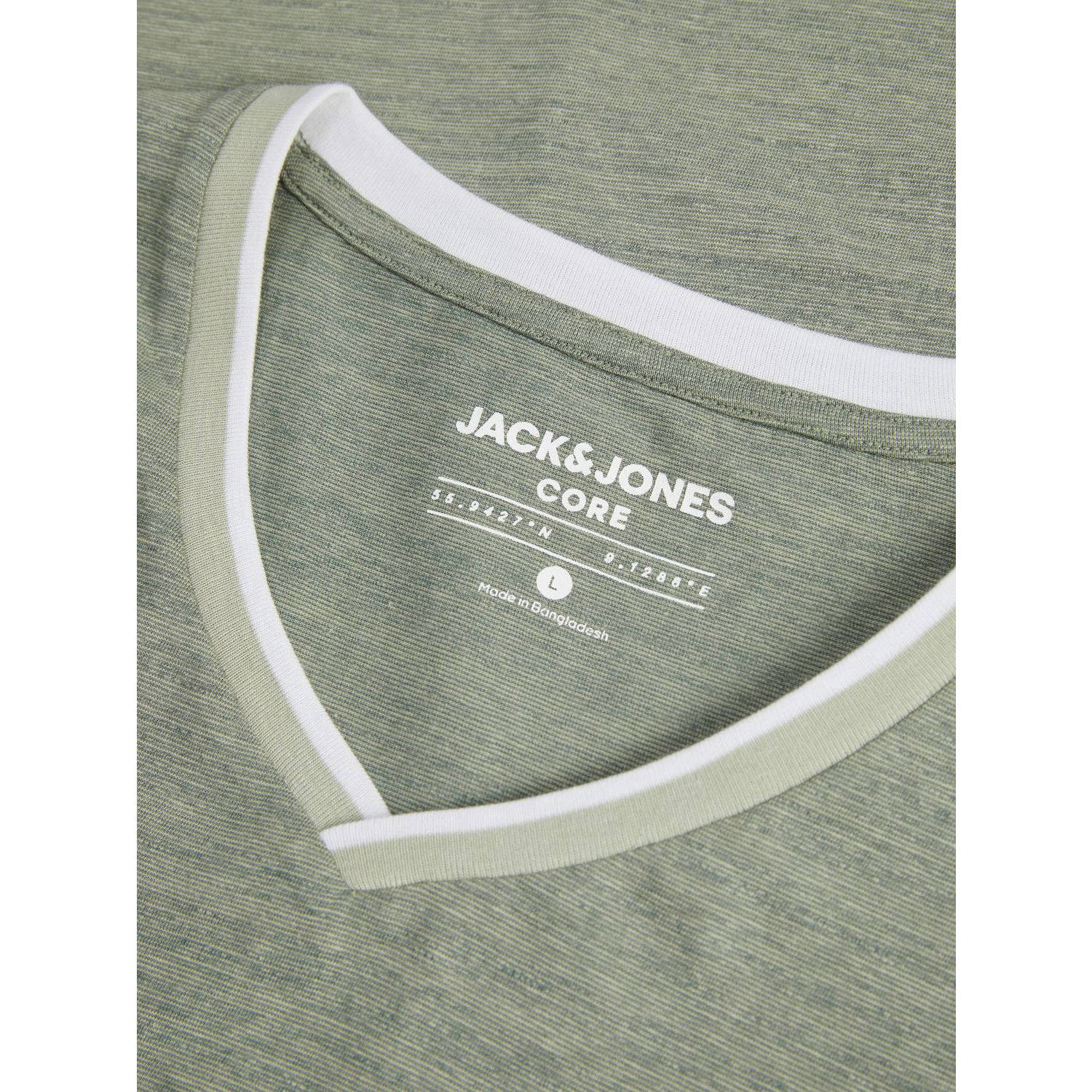 JACK & JONES CORE regular fit T-shirt JCOCONTRAST met logo groen