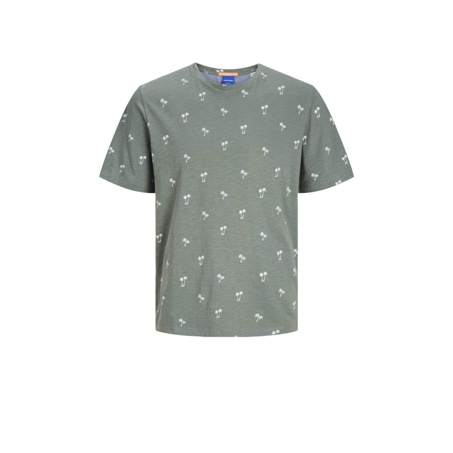 JACK & JONES ORIGINALS regular fit T-shirt JORPALM met all over print groen