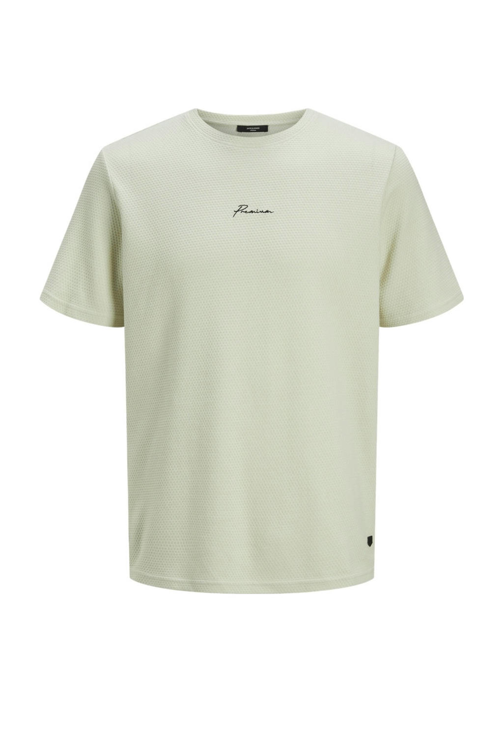 Lichtgroene heren JACK & JONES PREMIUM T-shirt patroon met logo dessin
