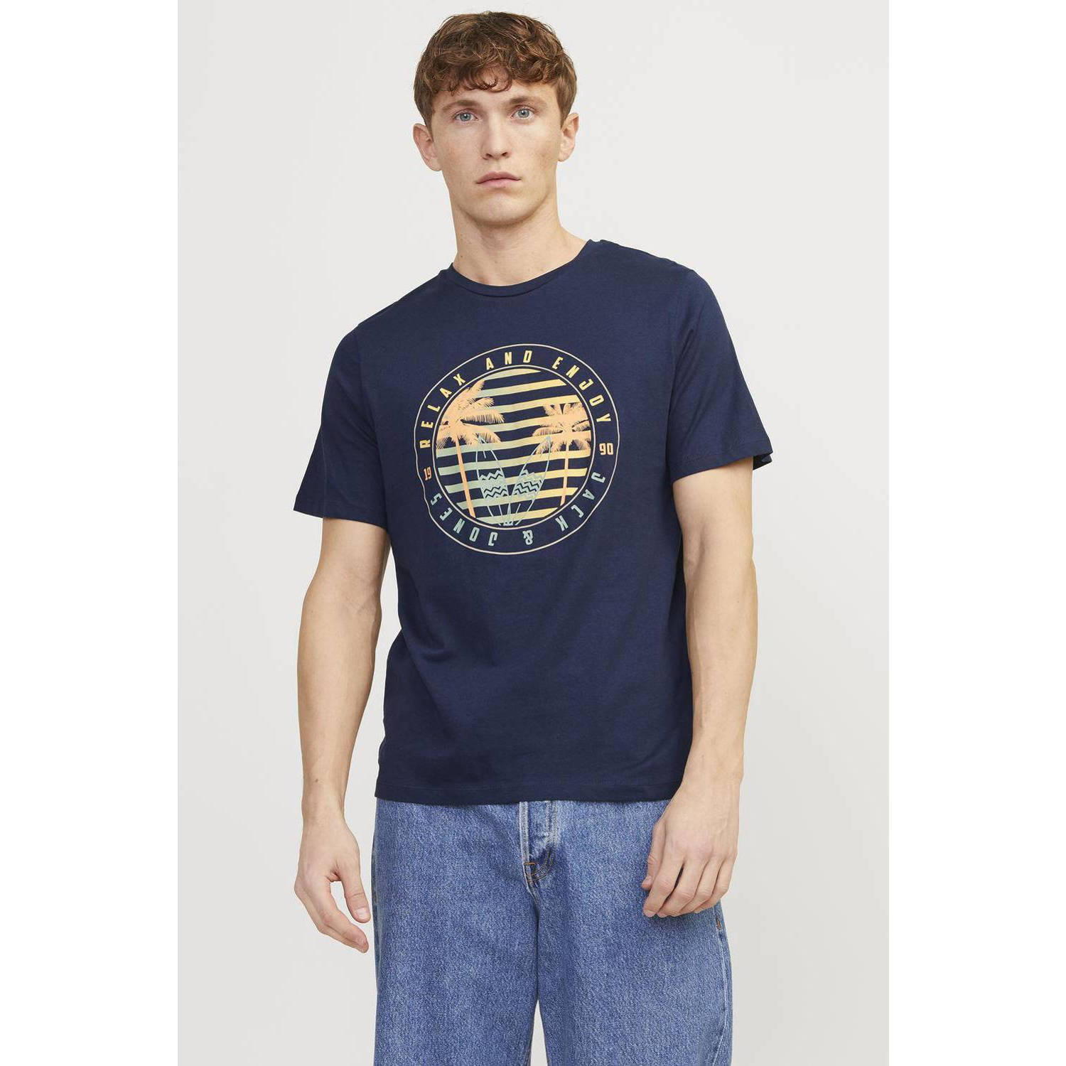 JACK & JONES T-shirt met printopdruk navy blazer
