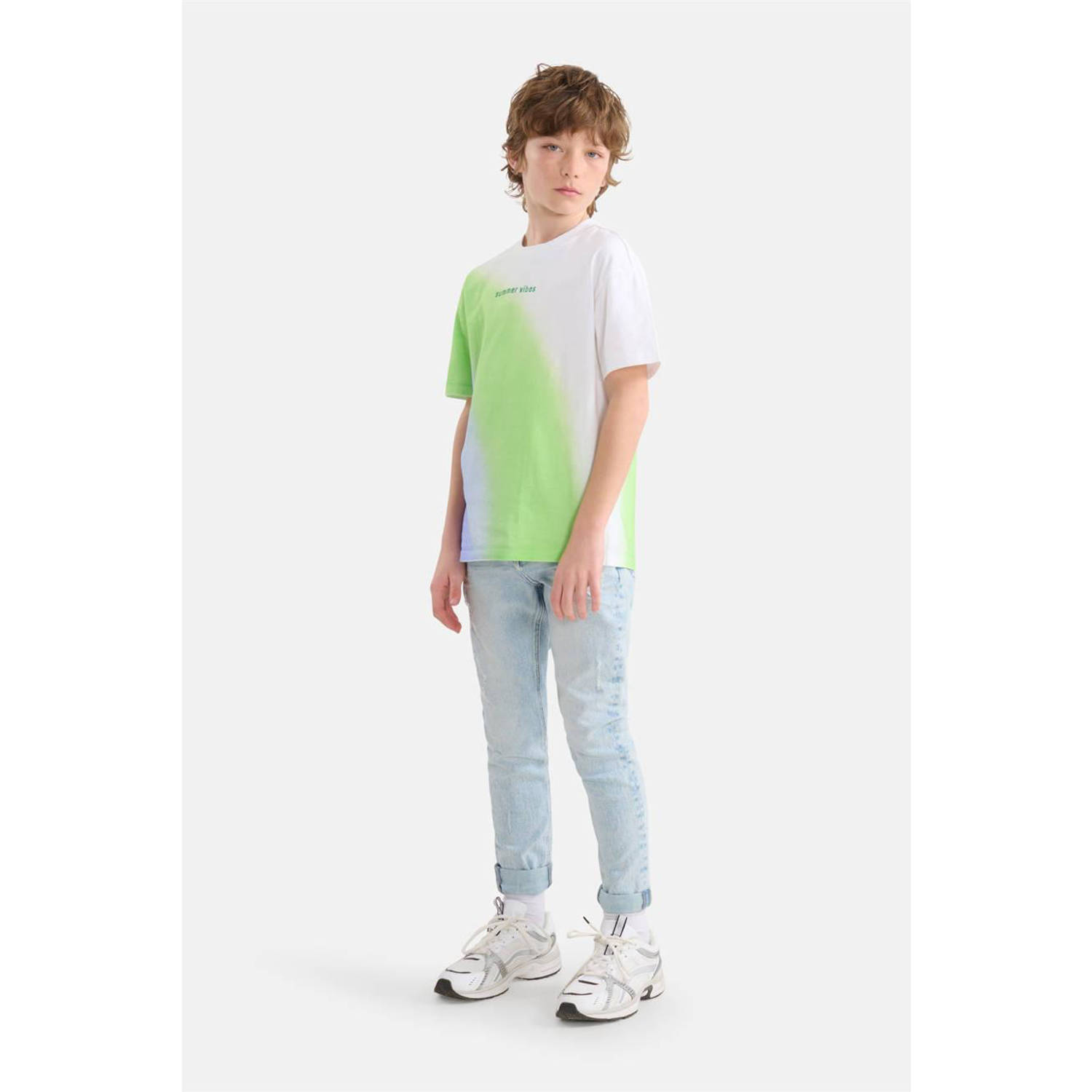 Shoeby T-shirt groen lila wit