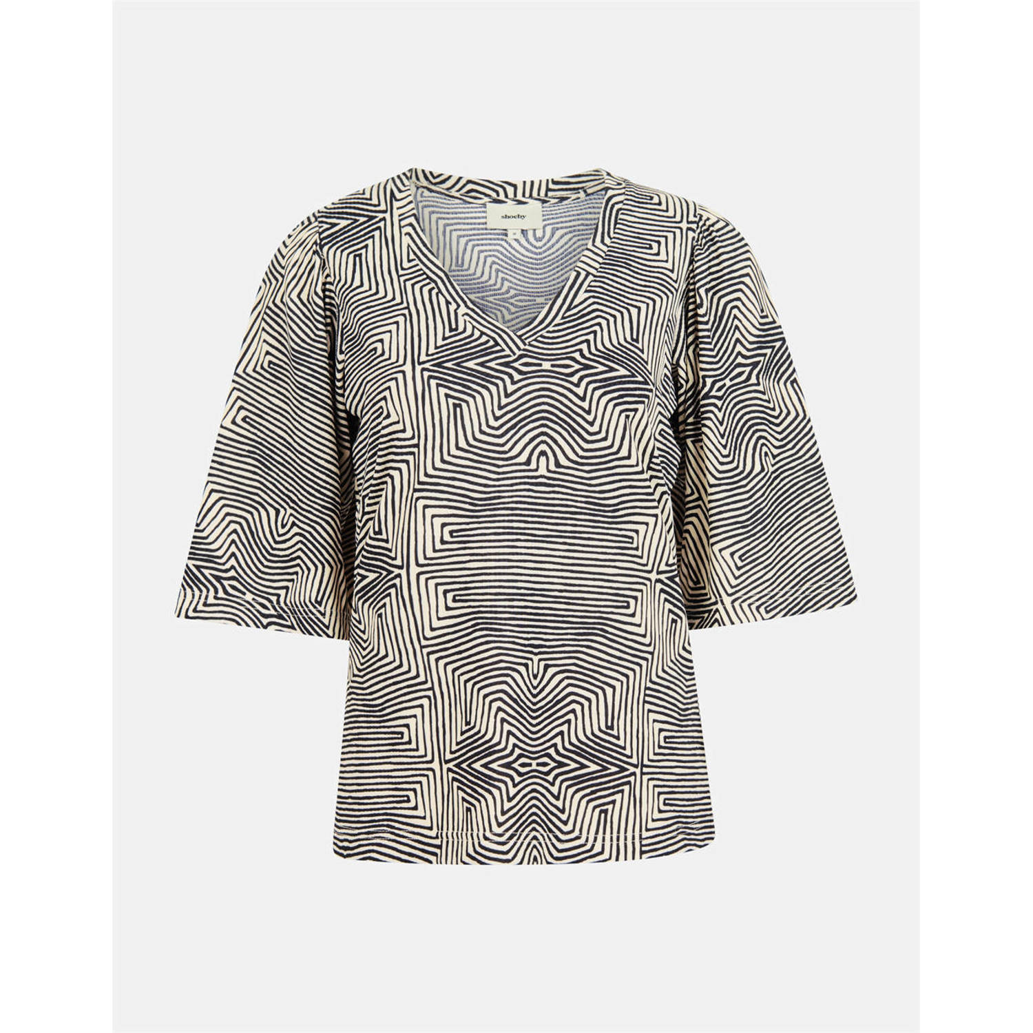 Shoeby top met all over print zwart beige