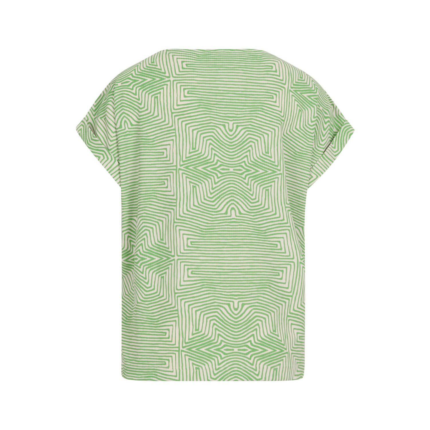 Shoeby top met grafische print groen zand