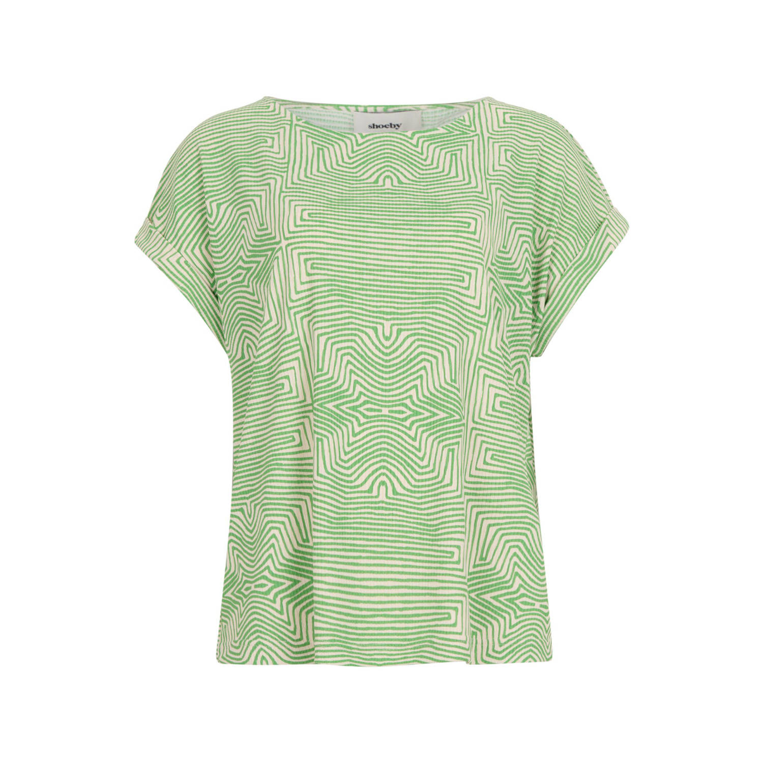 Shoeby top met grafische print groen zand