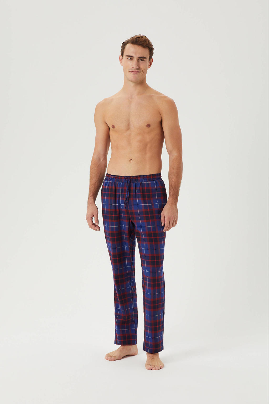 Björn Borg flanellen pyjamabroek donkerblauw/rood