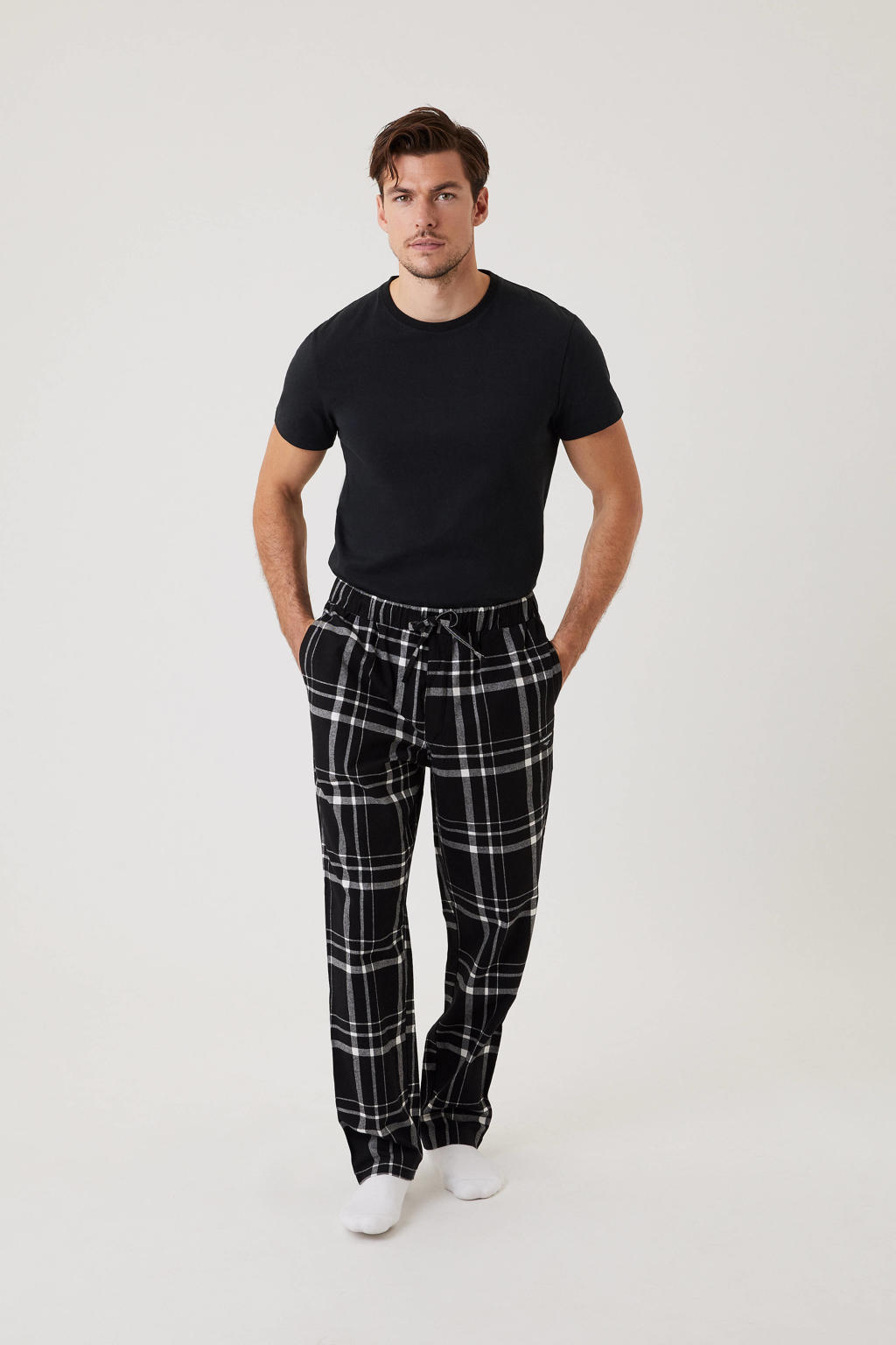 Björn Borg flanellen pyjamabroek zwart/wit