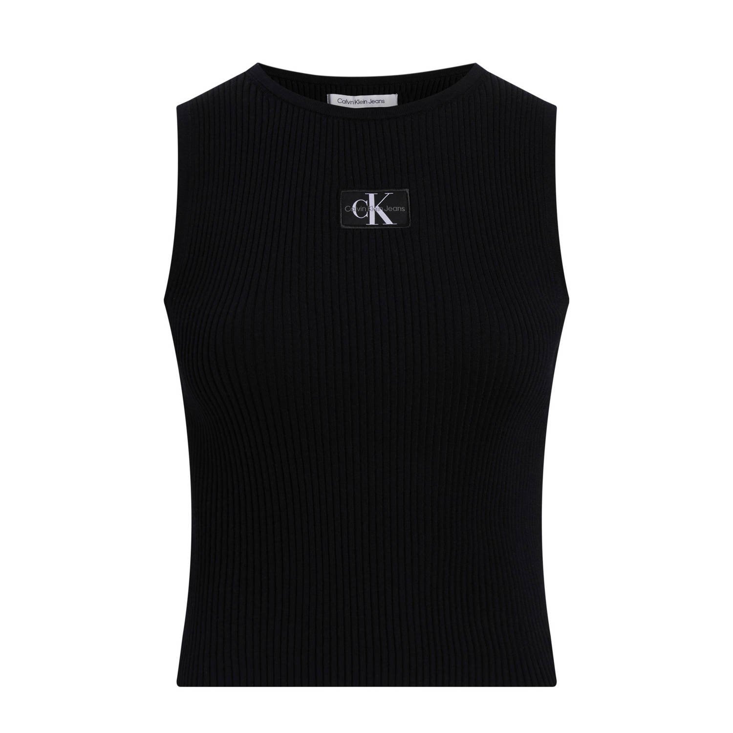 CALVIN KLEIN Dames Tops & T-shirts Woven Label Sweater Tank Top Zwart