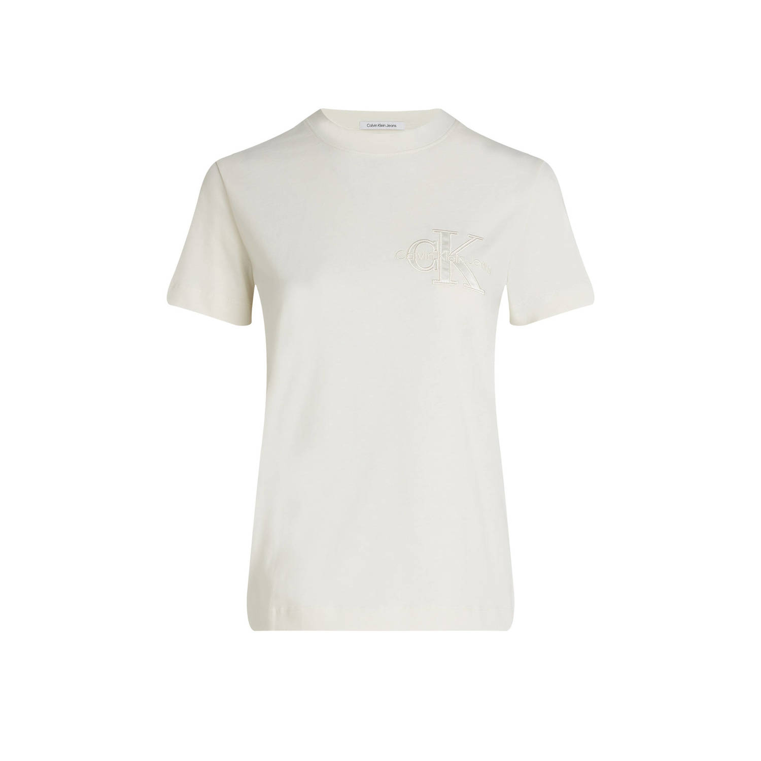 CALVIN KLEIN JEANS T-shirt met logo en borduursels ecru