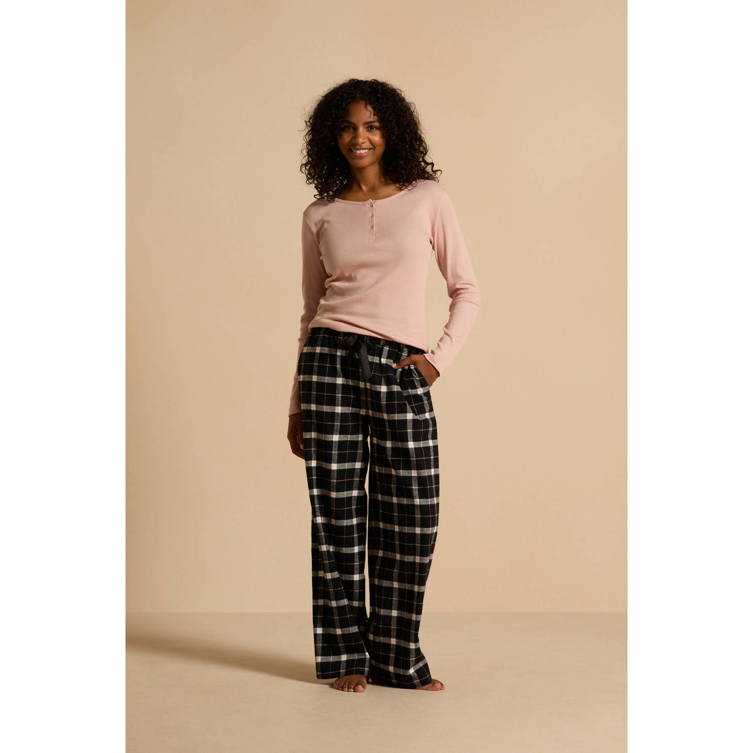 Dreamcovers flanellen pyjamabroek zwart wit