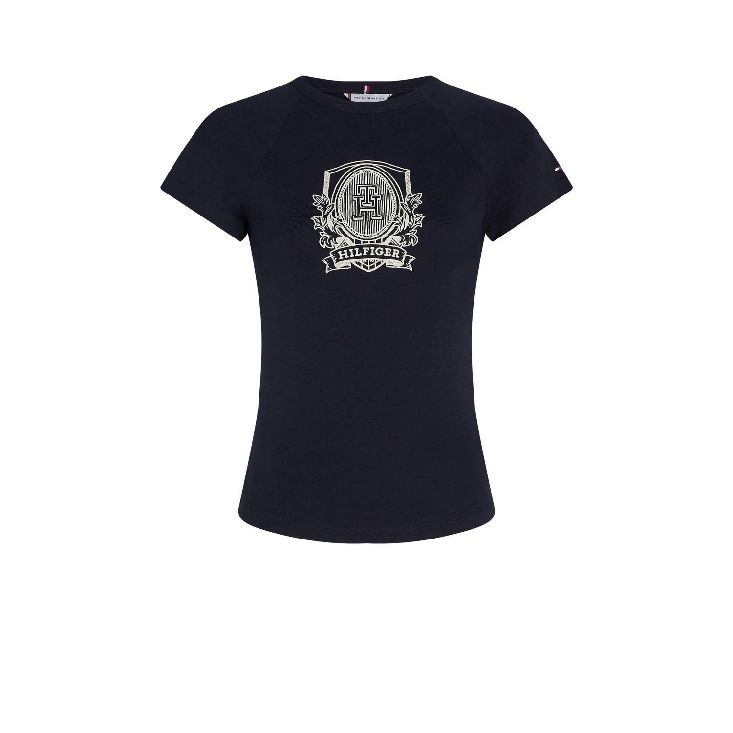Tommy Hilfiger T-shirt met logo donkerblauw crème