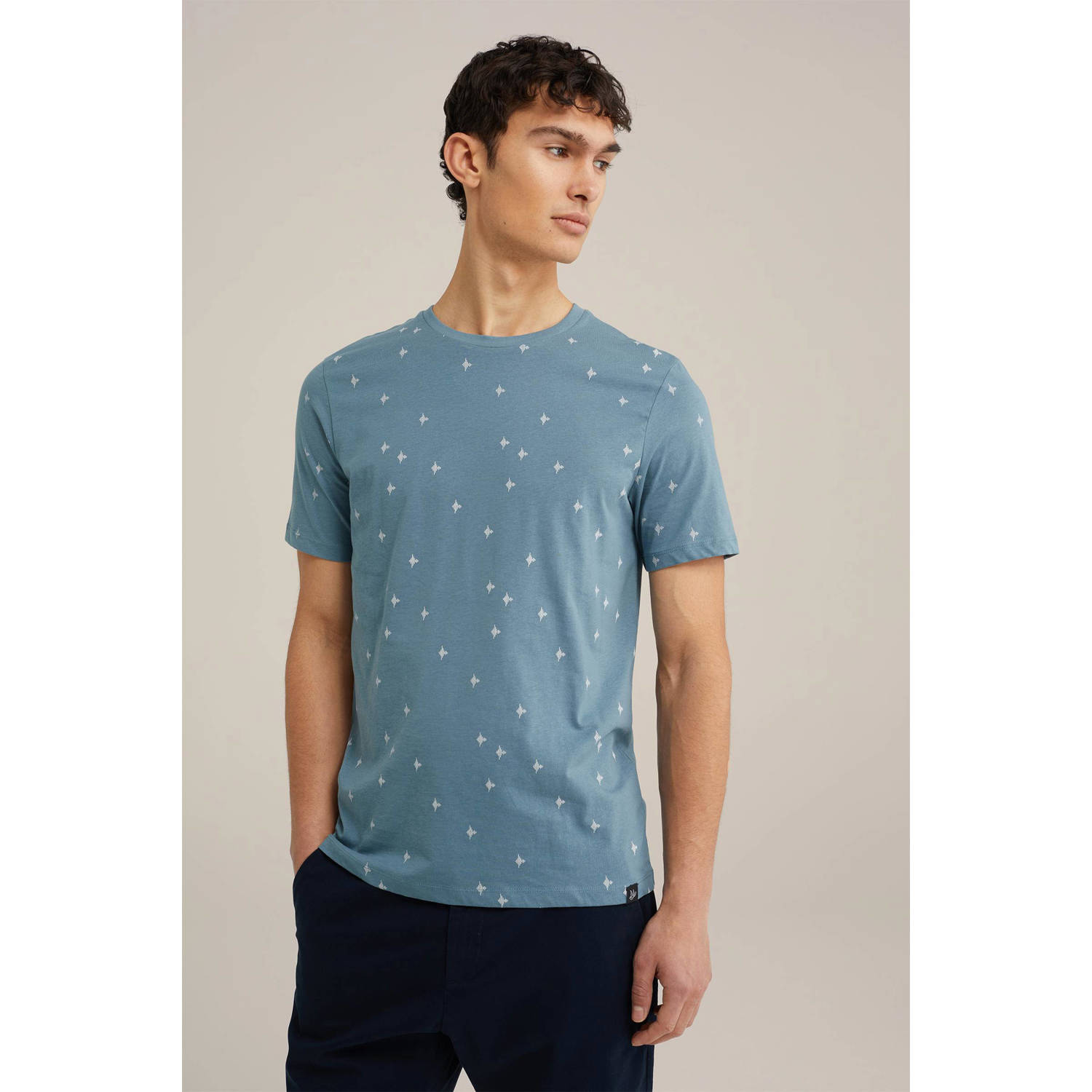 WE Fashion T-shirt met all over print rural blue