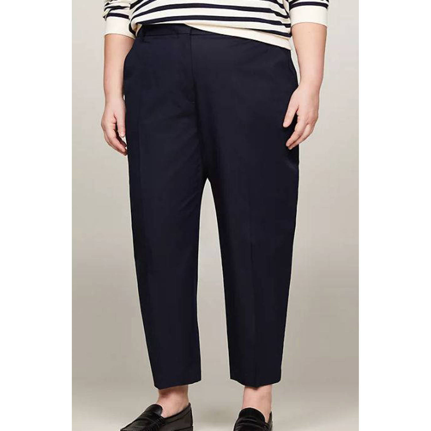Tommy Hilfiger cropped slim fit pantalon donkerblauw