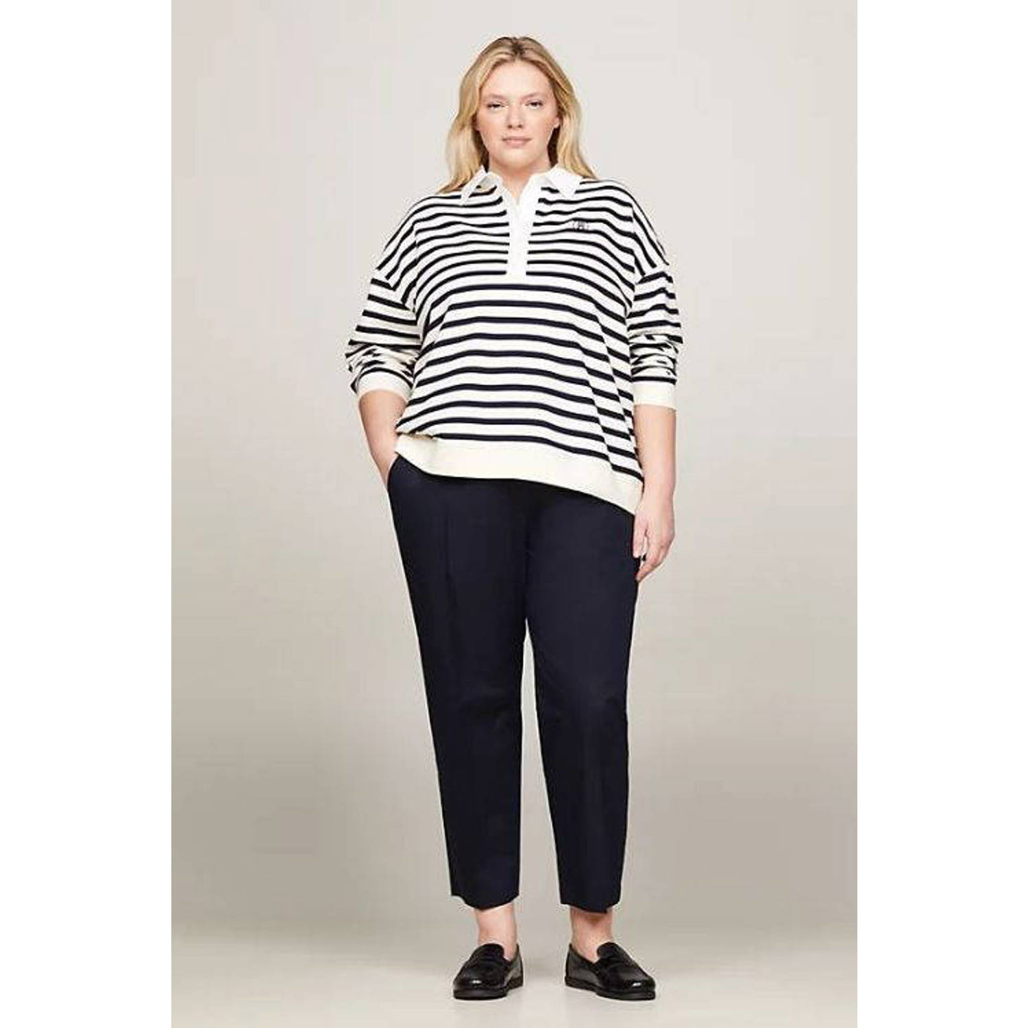 Tommy Hilfiger cropped slim fit pantalon donkerblauw