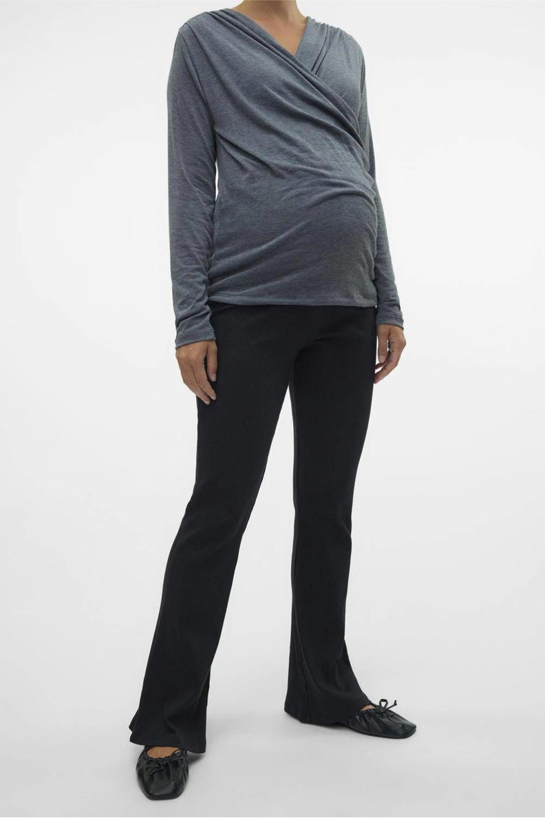 BAYDI Creamlush Zwangerschapslegging voor dames, met zak, hoge taille, zacht, elastisch, zwangerschapsmode, thuis, yoga, 1 pak - marineblauw, L