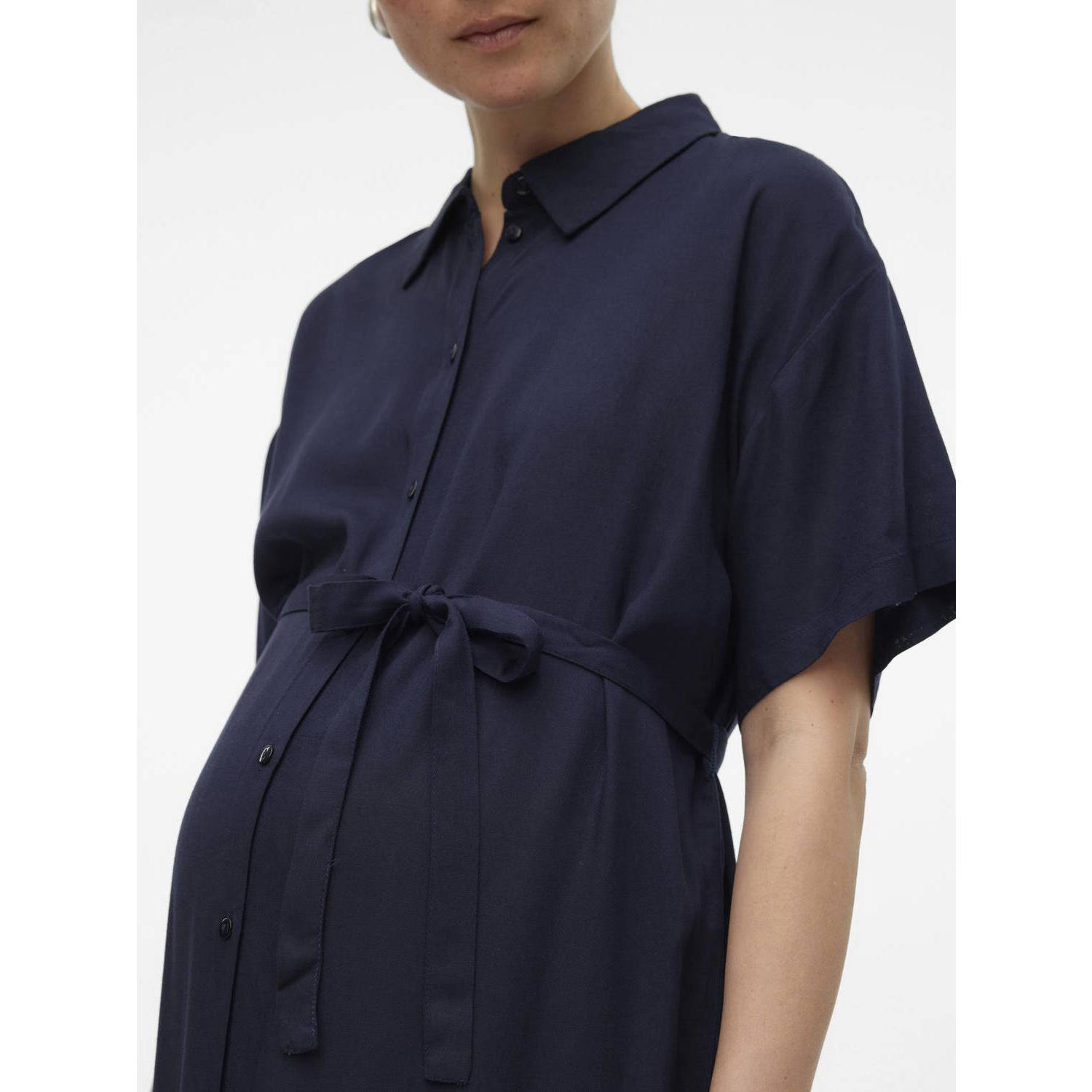 VERO MODA MATERNITY gebloemde zwangerschapsjurk VMMBUMPY donkerblauw