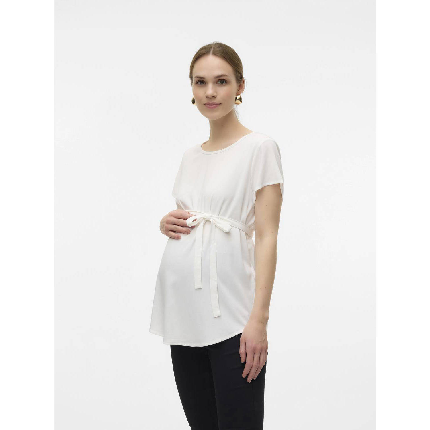 VERO MODA MATERNITY zwangerschapstop offwhite Ecru Dames Viscose Ronde hals XXL
