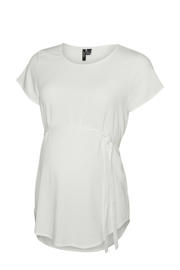 thumbnail: Ecru dames VERO MODA MATERNITY zwangerschapstop van viscose met effen, korte mouwen en ronde hals
