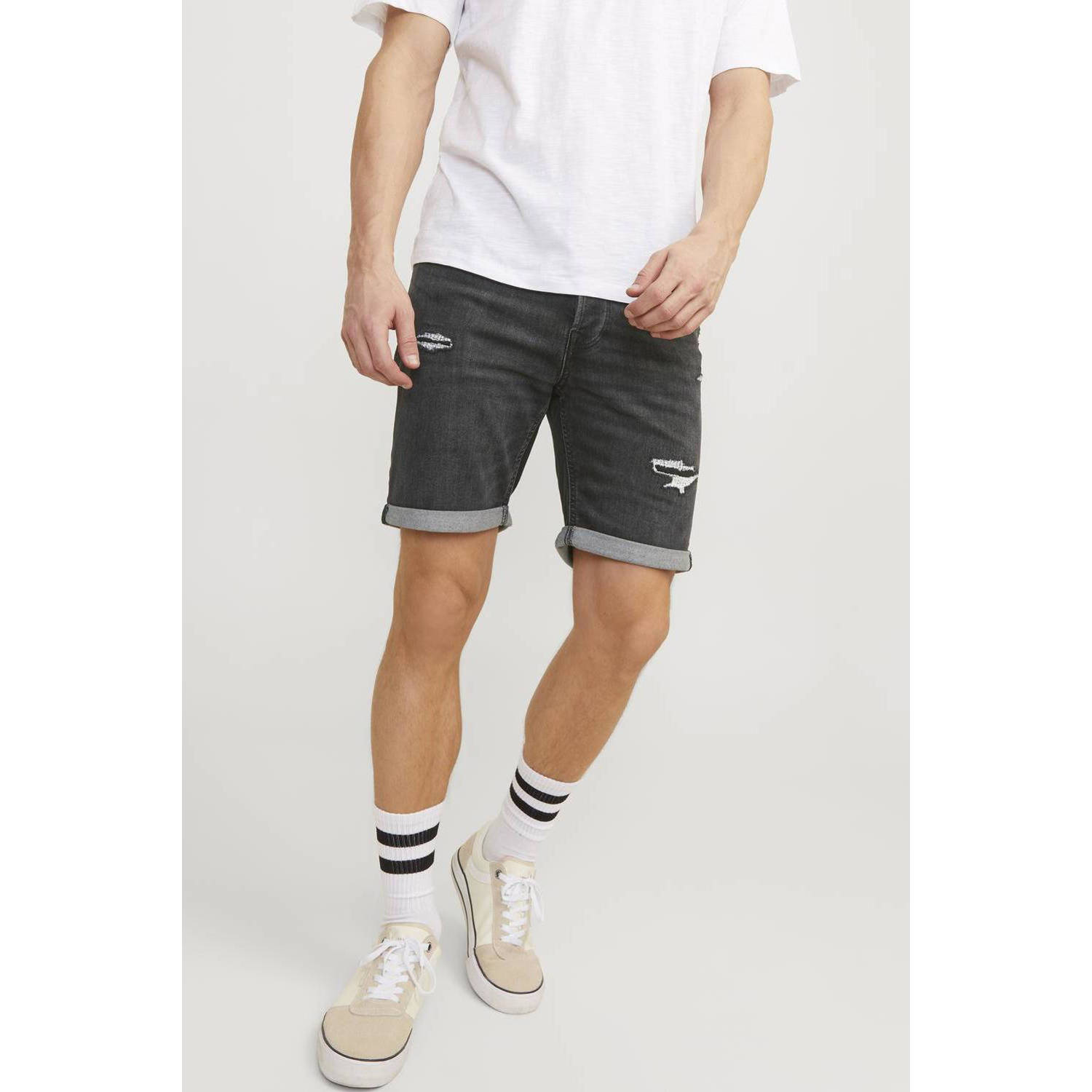 JACK & JONES JEANS INTELLIGENCE regular fit short JJIRICKJJICON black denim